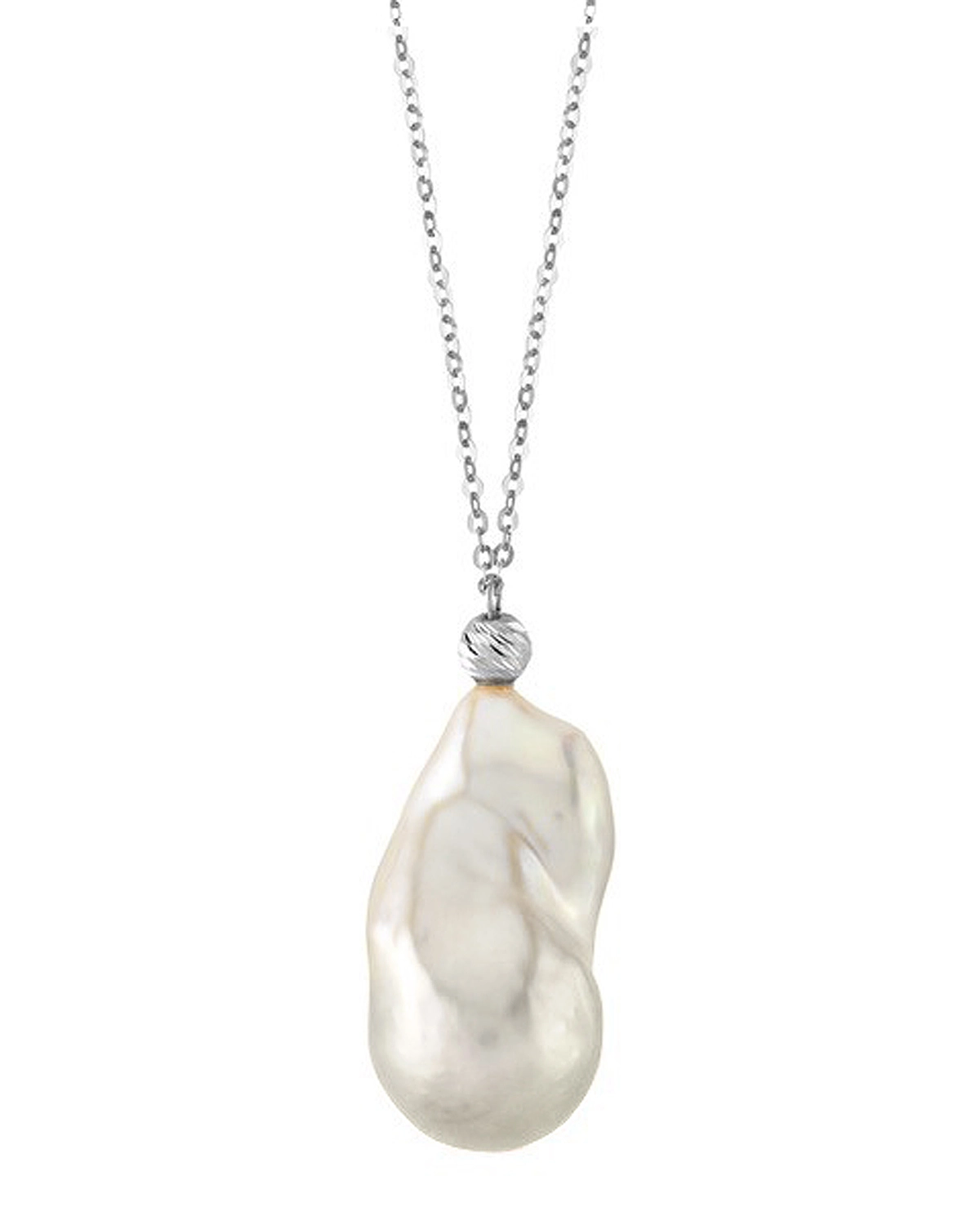 13mm White Freshwater Baroque Pearl Solitaire Designer Pendant