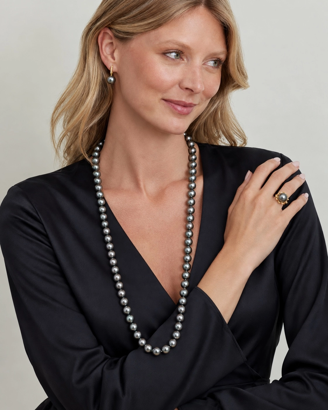 Opera Length 10-11mm Gray Tahitian South Sea Pearl Necklace - AAAA Quality