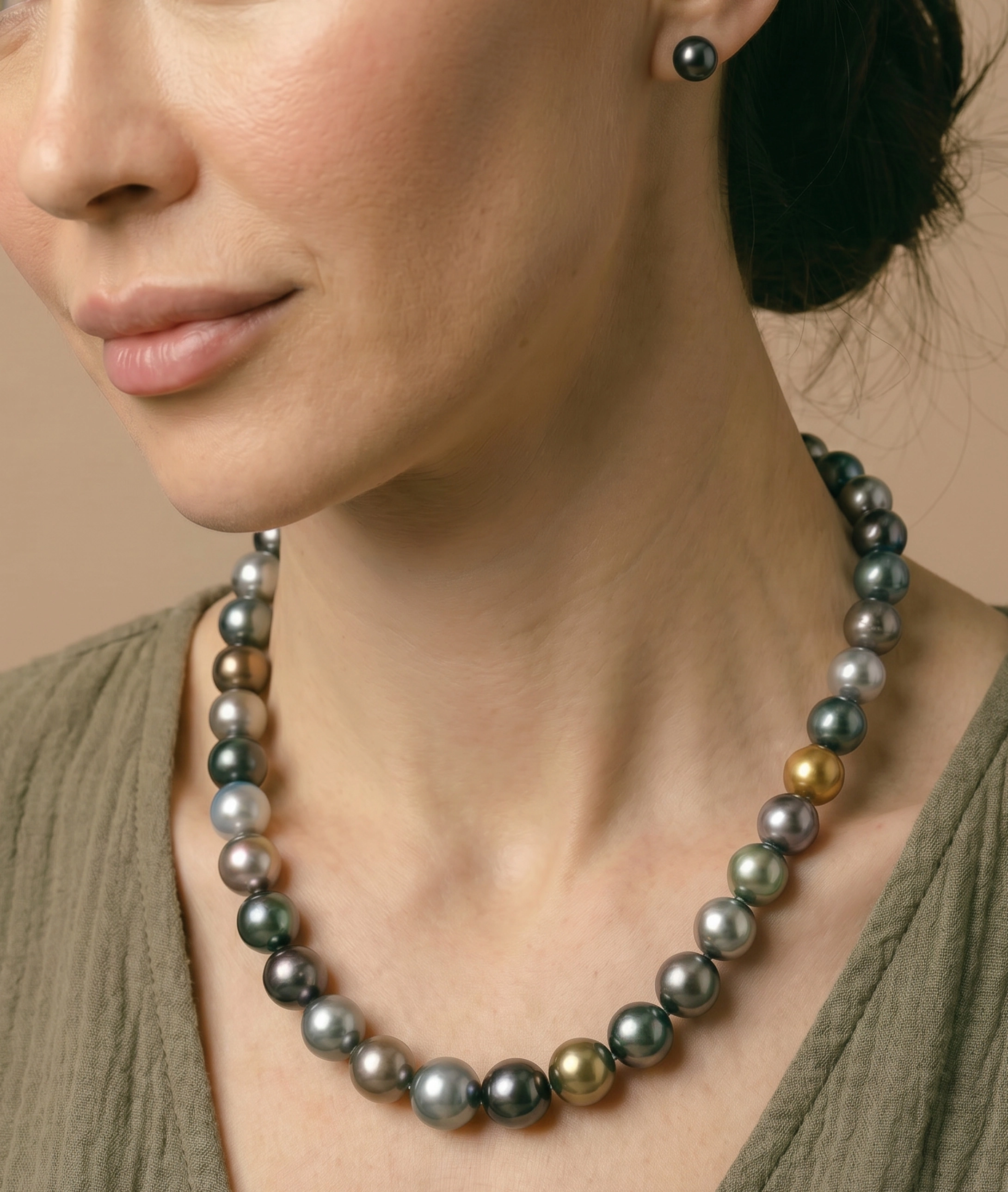 10-12mm Tahitian South Sea Pearl Multicolor Necklace - AAAA Quality
