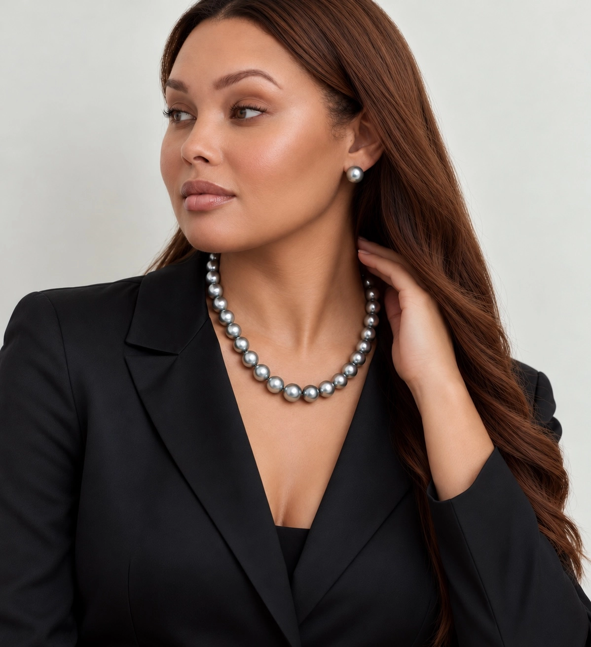 10-12mm Silver Tahitian South Sea Pearl Necklace - AAAA Quality