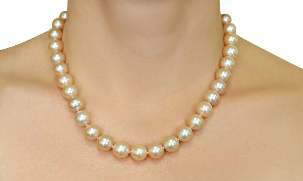 10.5-11.5mm Peach Freshwater Pearl Necklace- AAAA Quality