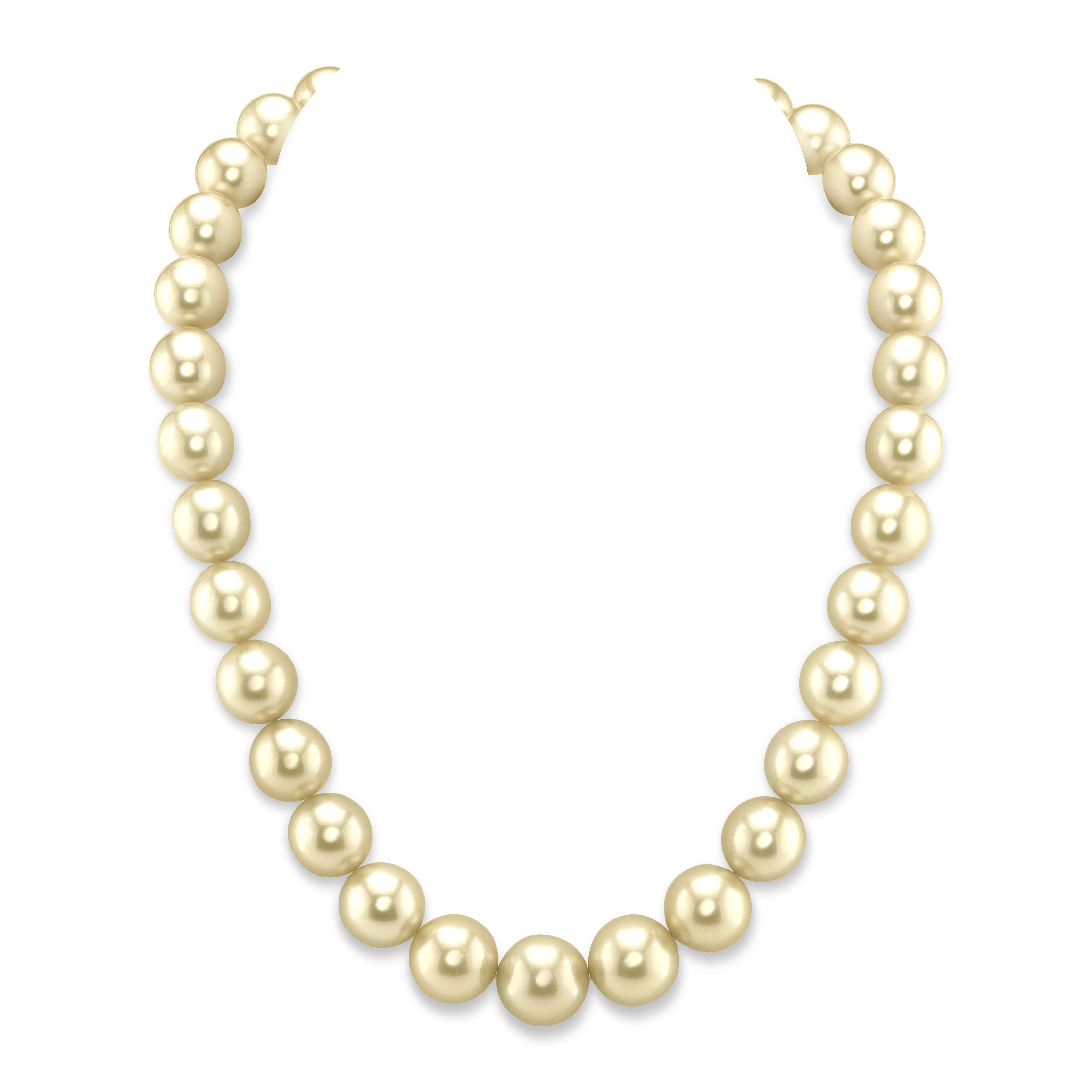 12-14mm Champagne Golden South Sea Pearl Necklace - AAA Quality