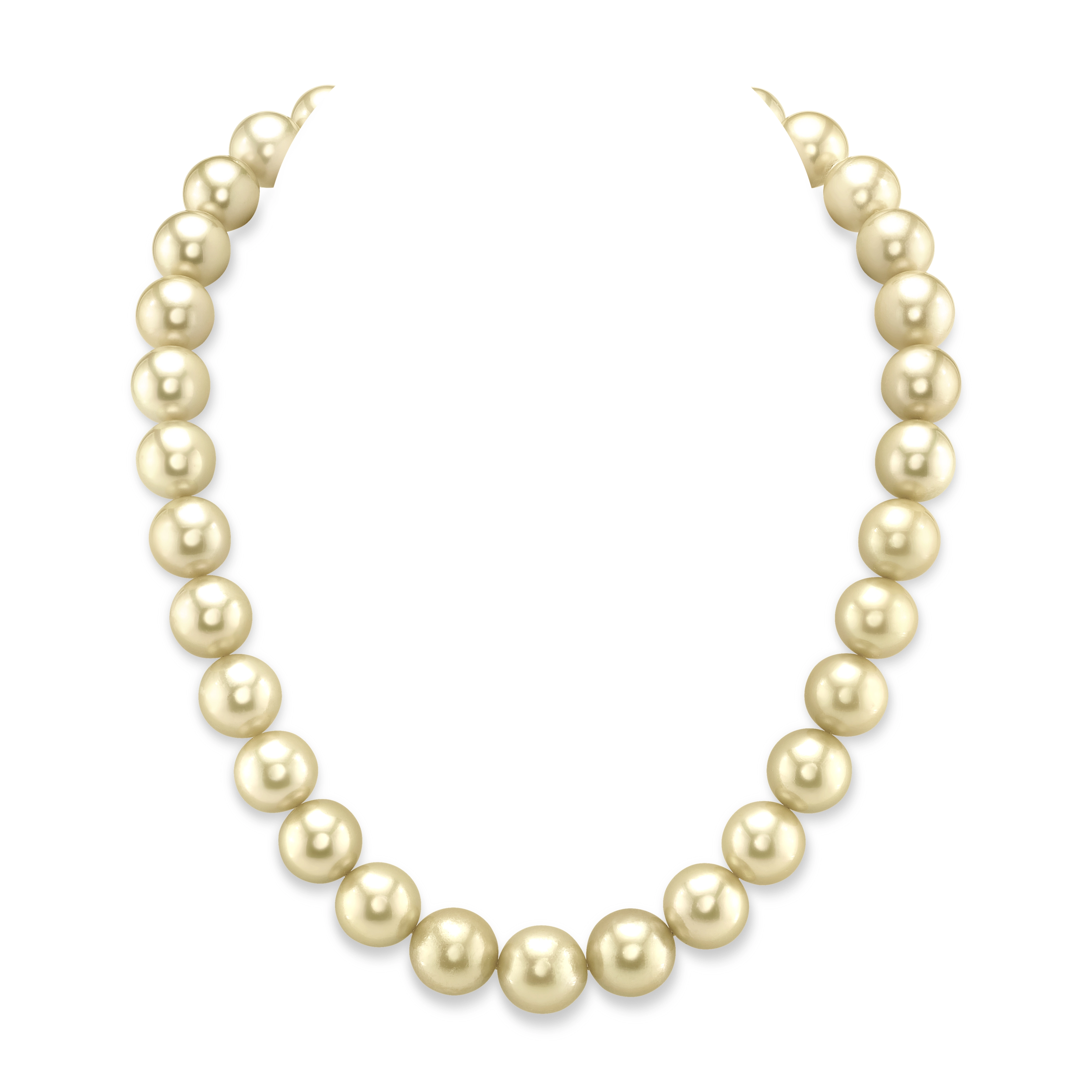 12-14mm Champagne Golden South Sea Pearl Necklace - AAAA Quality