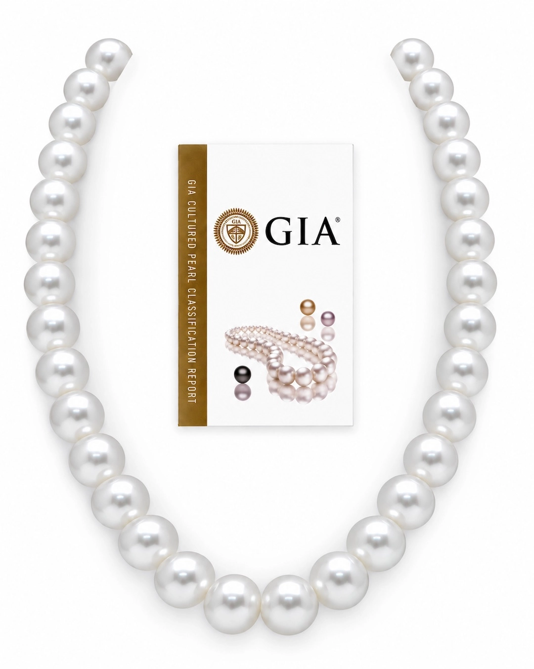 12-14mm White South Sea Round Pearl Necklace AAAA Quality - GIA Certified
