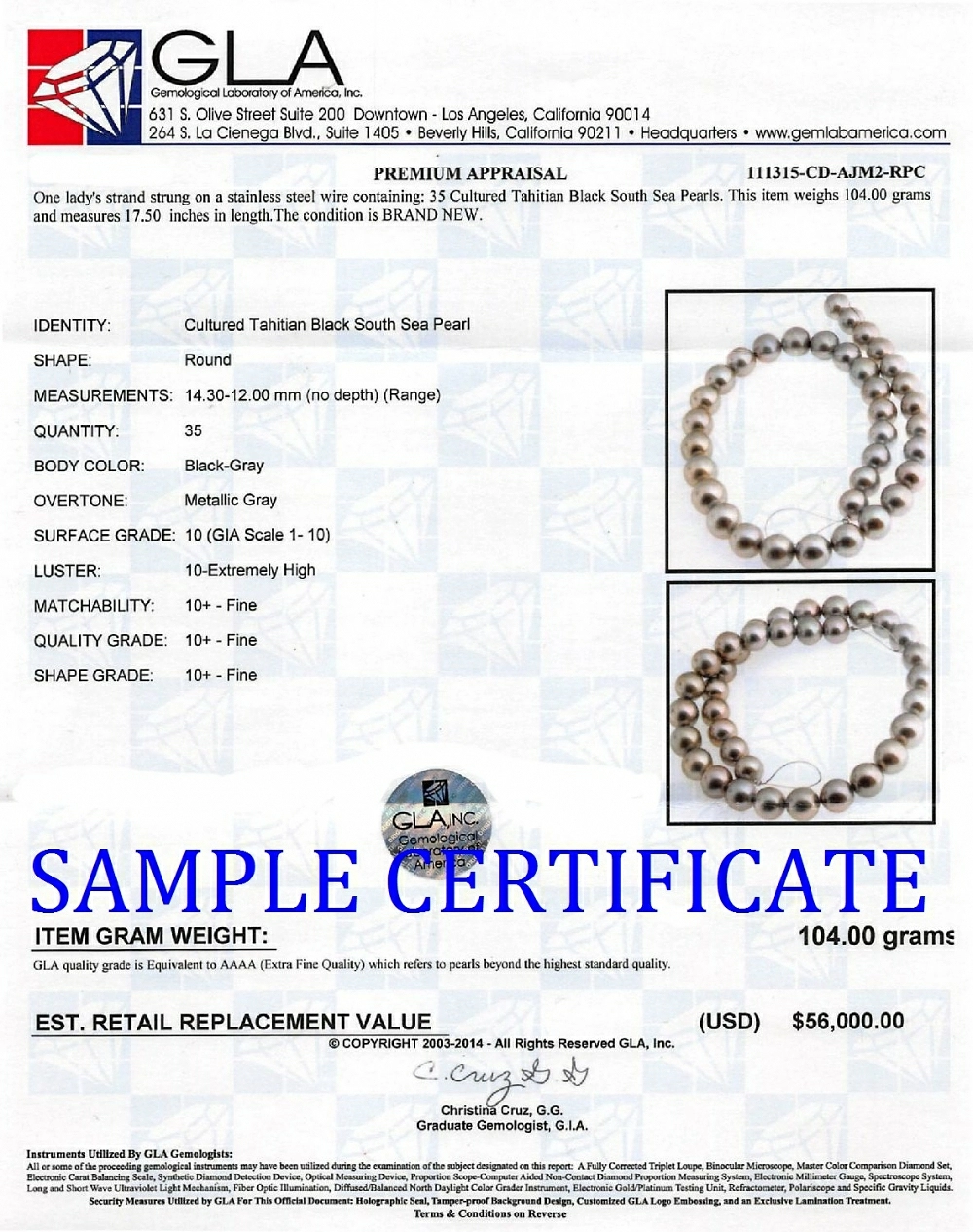 12-14mm Silver Tahitian South Sea Pearl Necklace - AAAA Quality