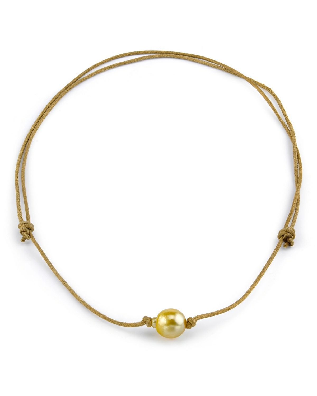 Golden Baroque Pearl Leather Adjustable Necklace- Various Sizes
