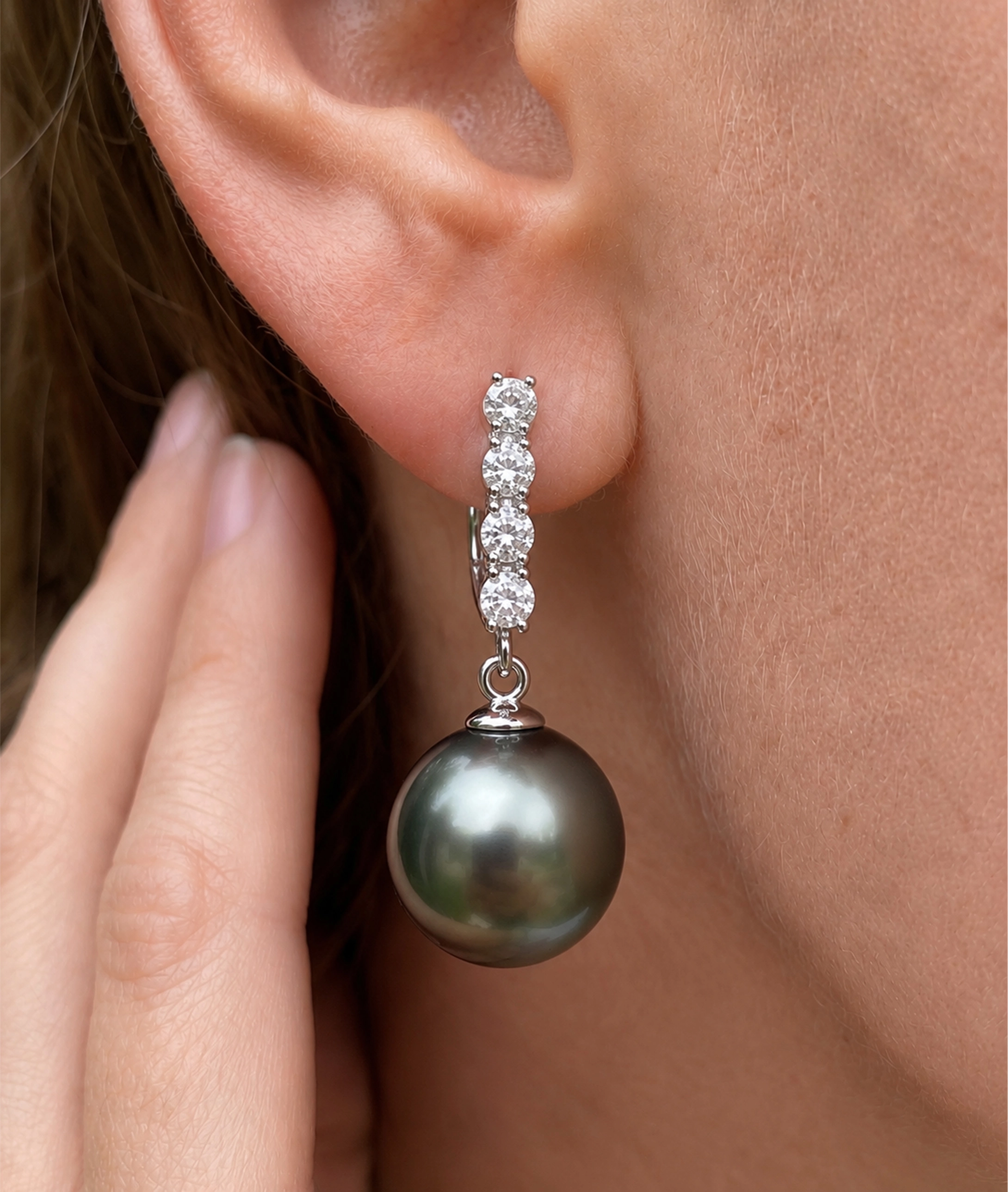 Tahitian South Sea Pearl & Diamond Belle Earrings