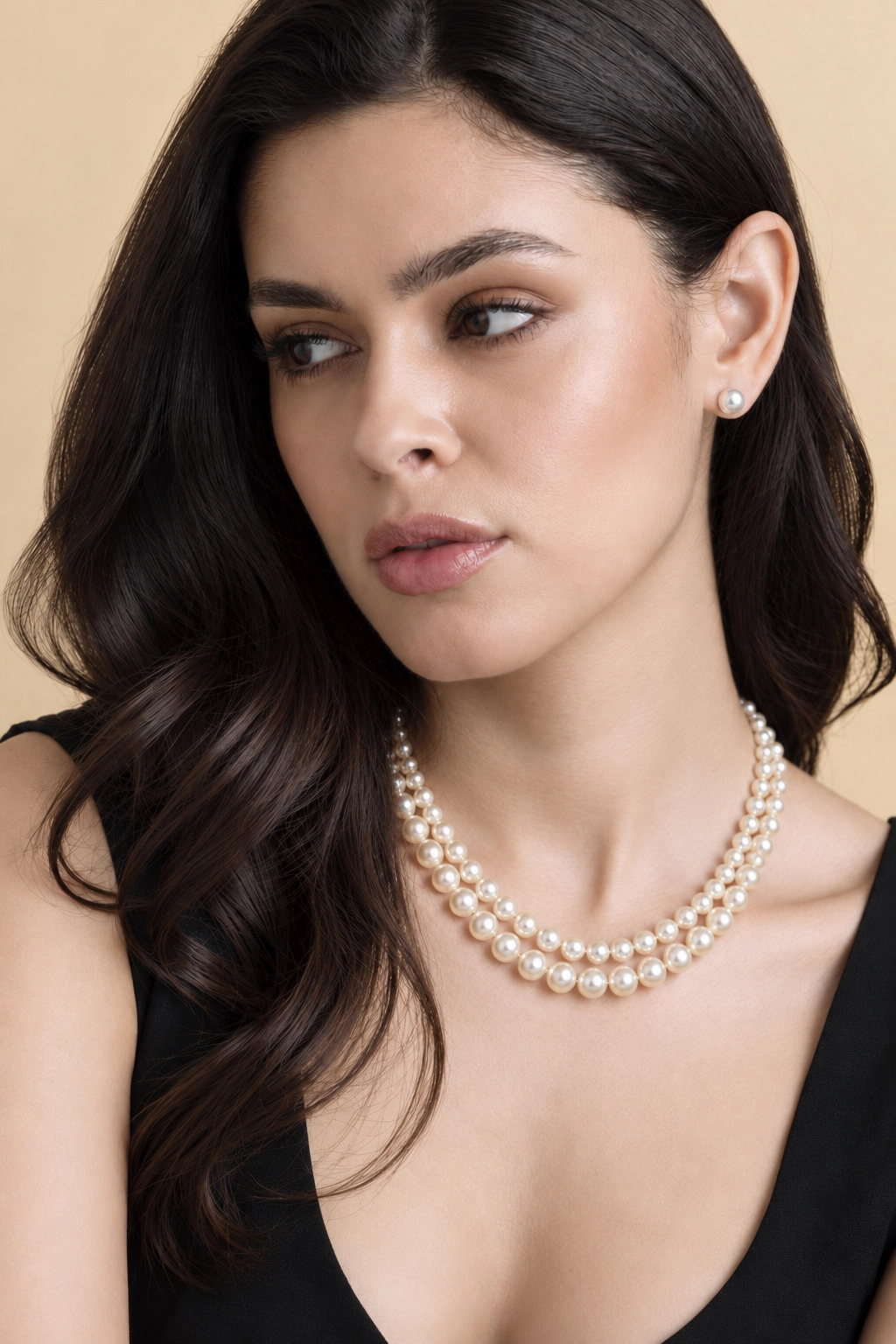 3.0-8.0mm White Freshwater Pearl Graduated Double Strand Necklace