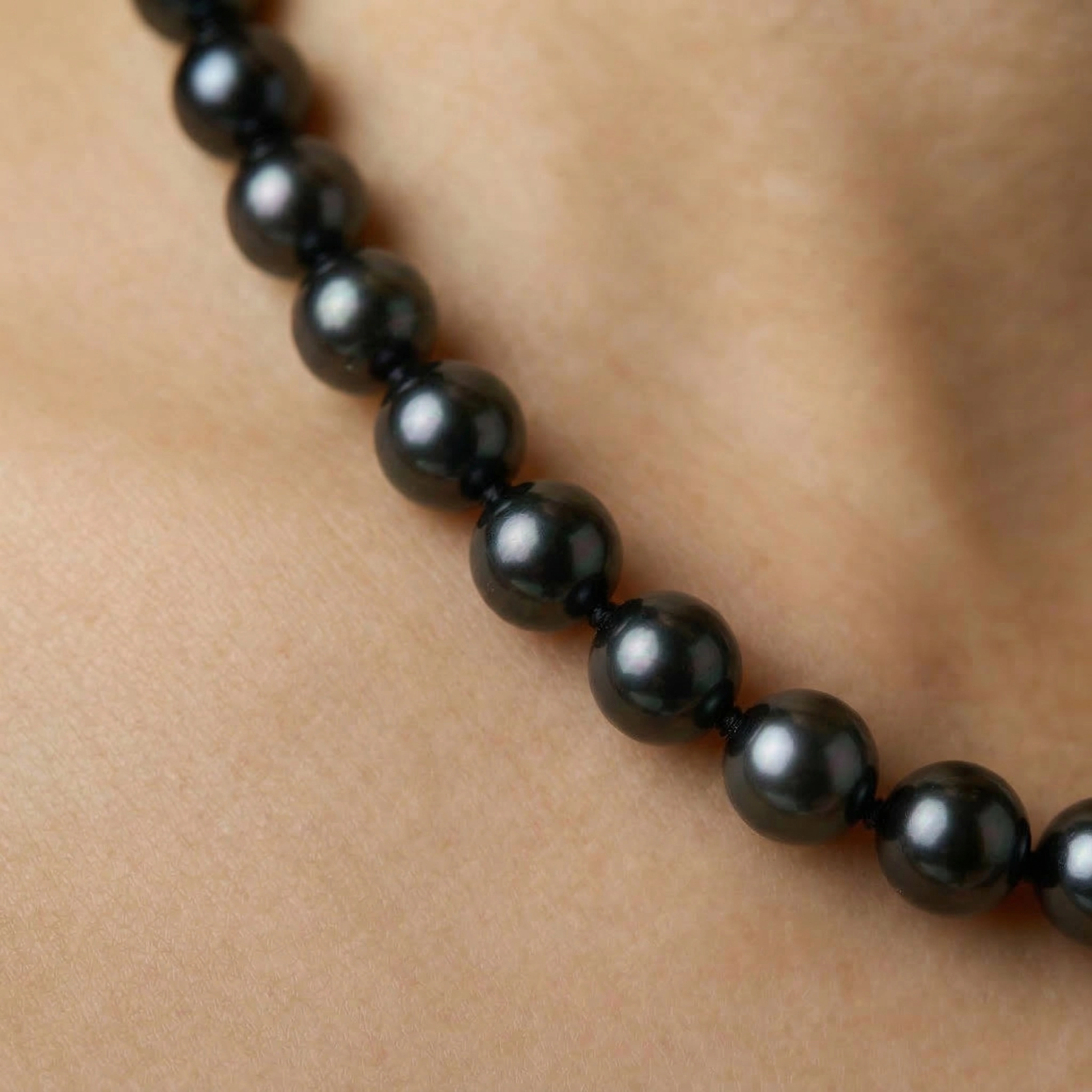 6.0-6.5mm Japanese Akoya Black Pearl Necklace- AA+ Quality