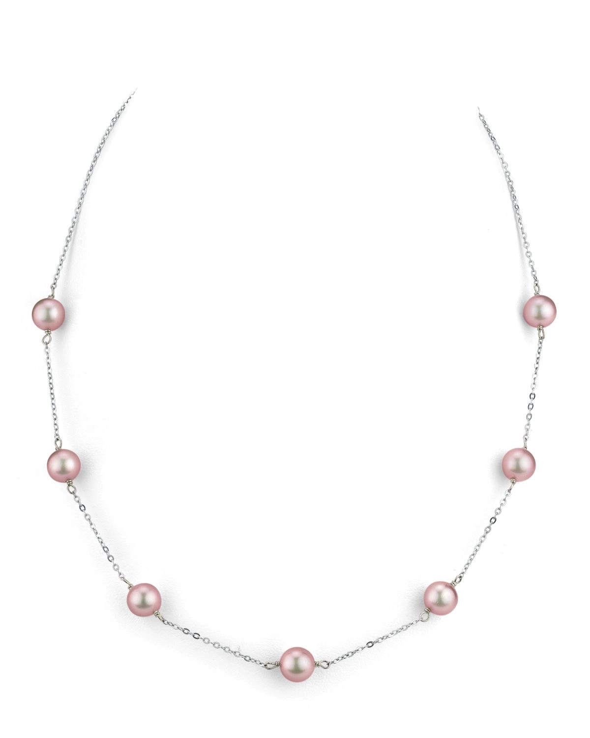 14K Gold Pink Freshwater Pearl Tincup Necklace