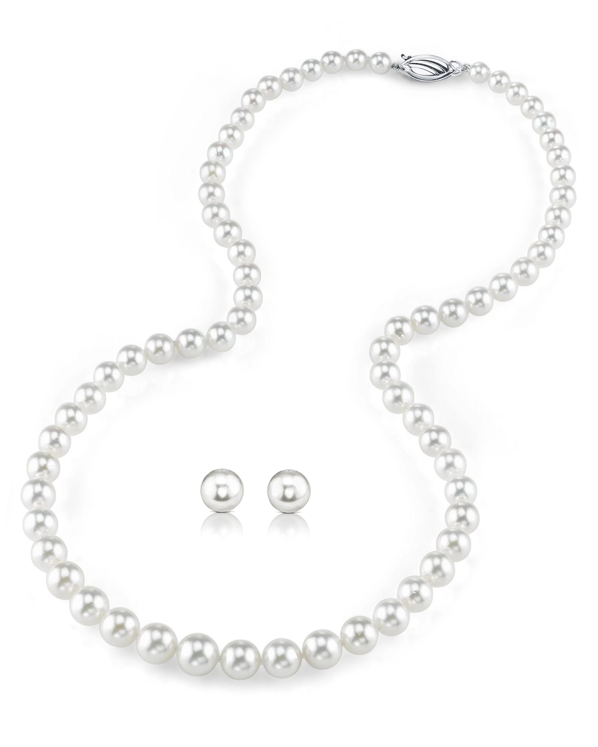 6.0-8.0mm Hanadama Pearl Necklace and Earring Set