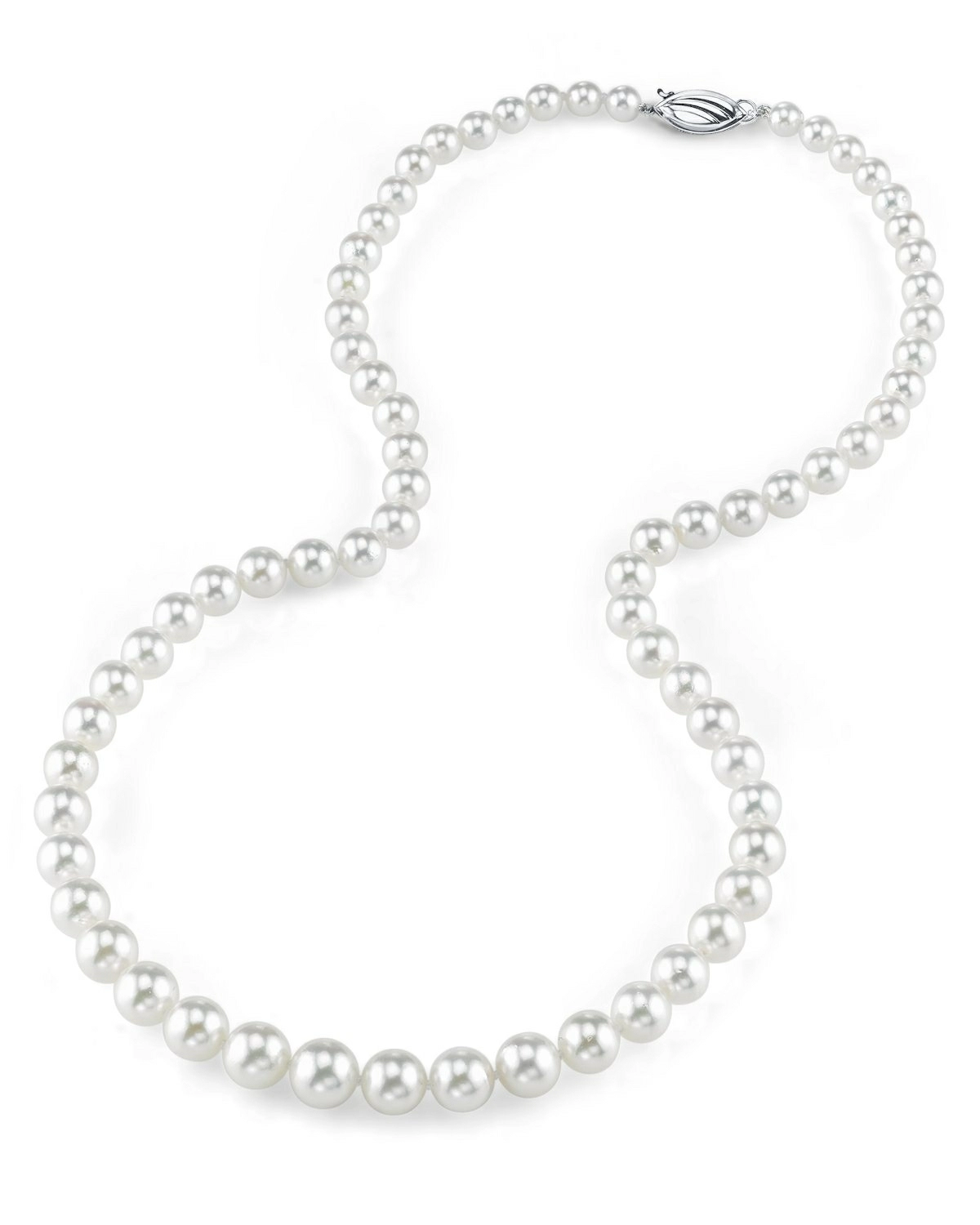 6.0-9.0mm Japanese Akoya White Graduated Pearl Necklace - AAA Quality