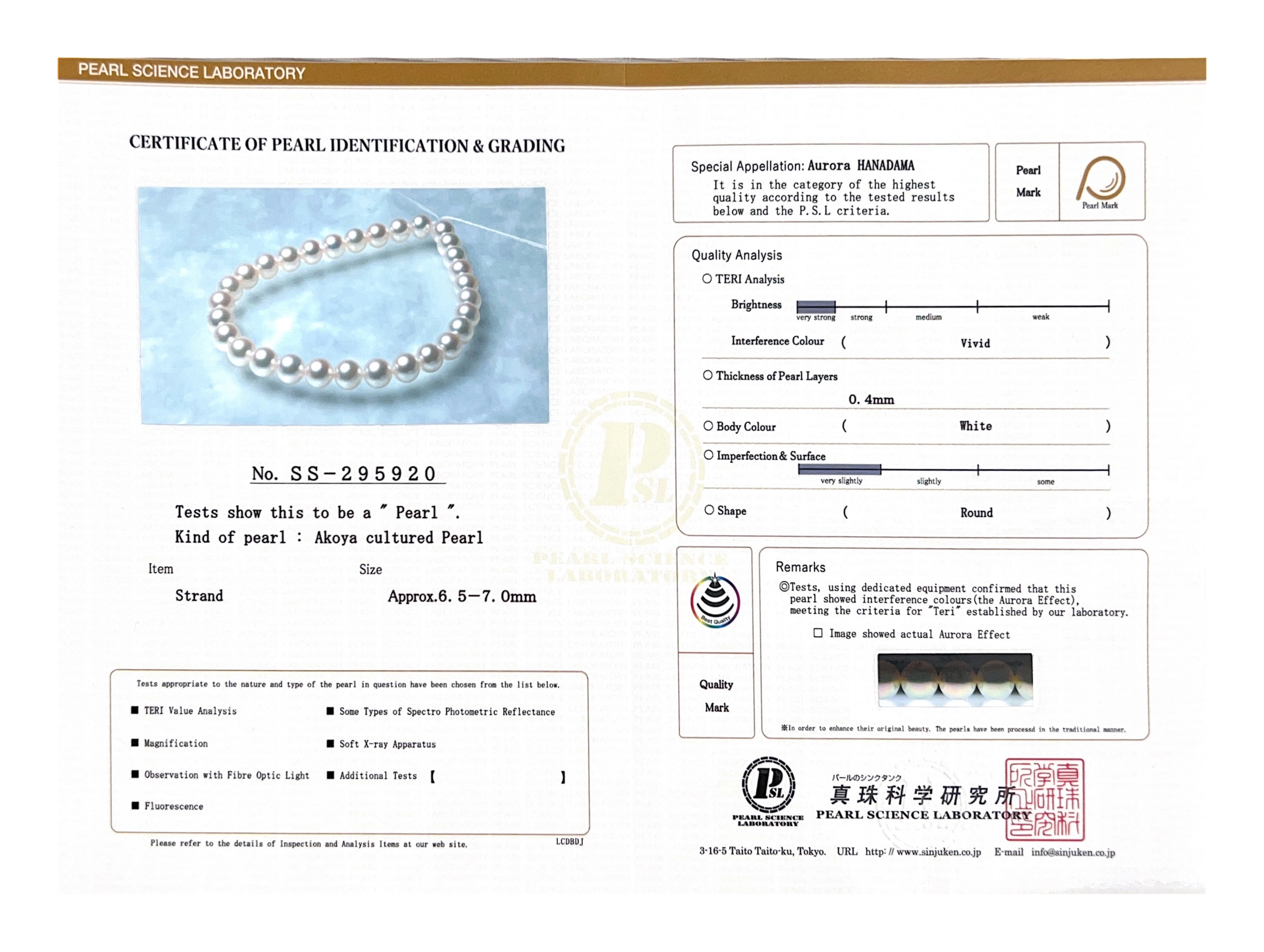 6.5-7.0mm Hanadama Akoya White Pearl Bracelet