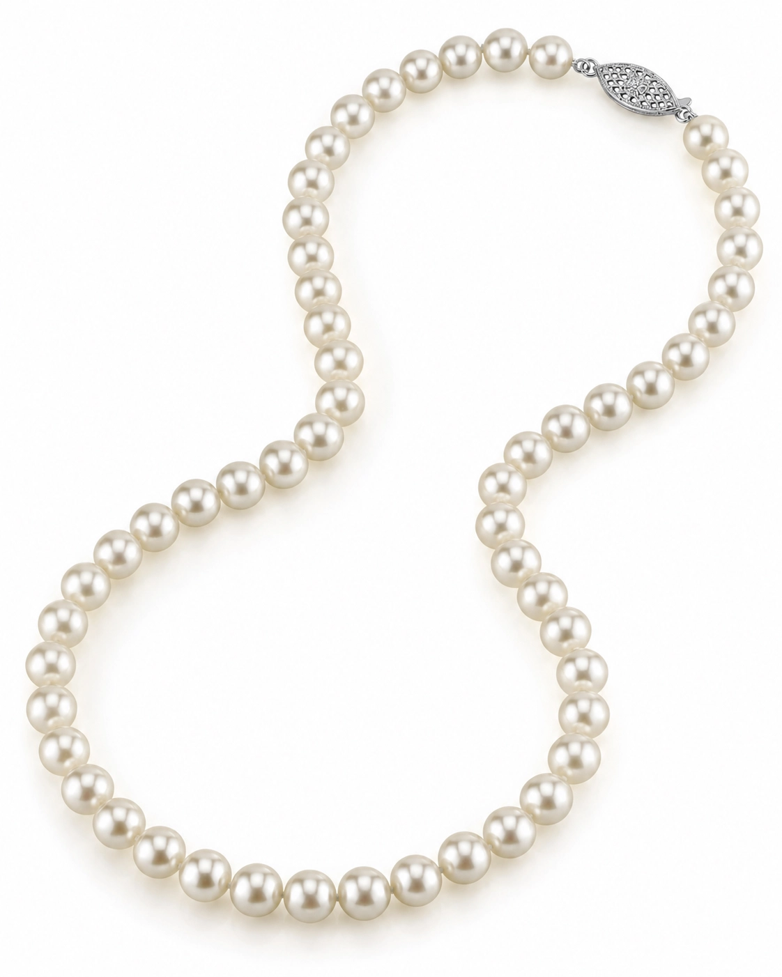7.0-7.5mm Japanese Akoya White Choker Length Pearl Necklace - AA+ Quality