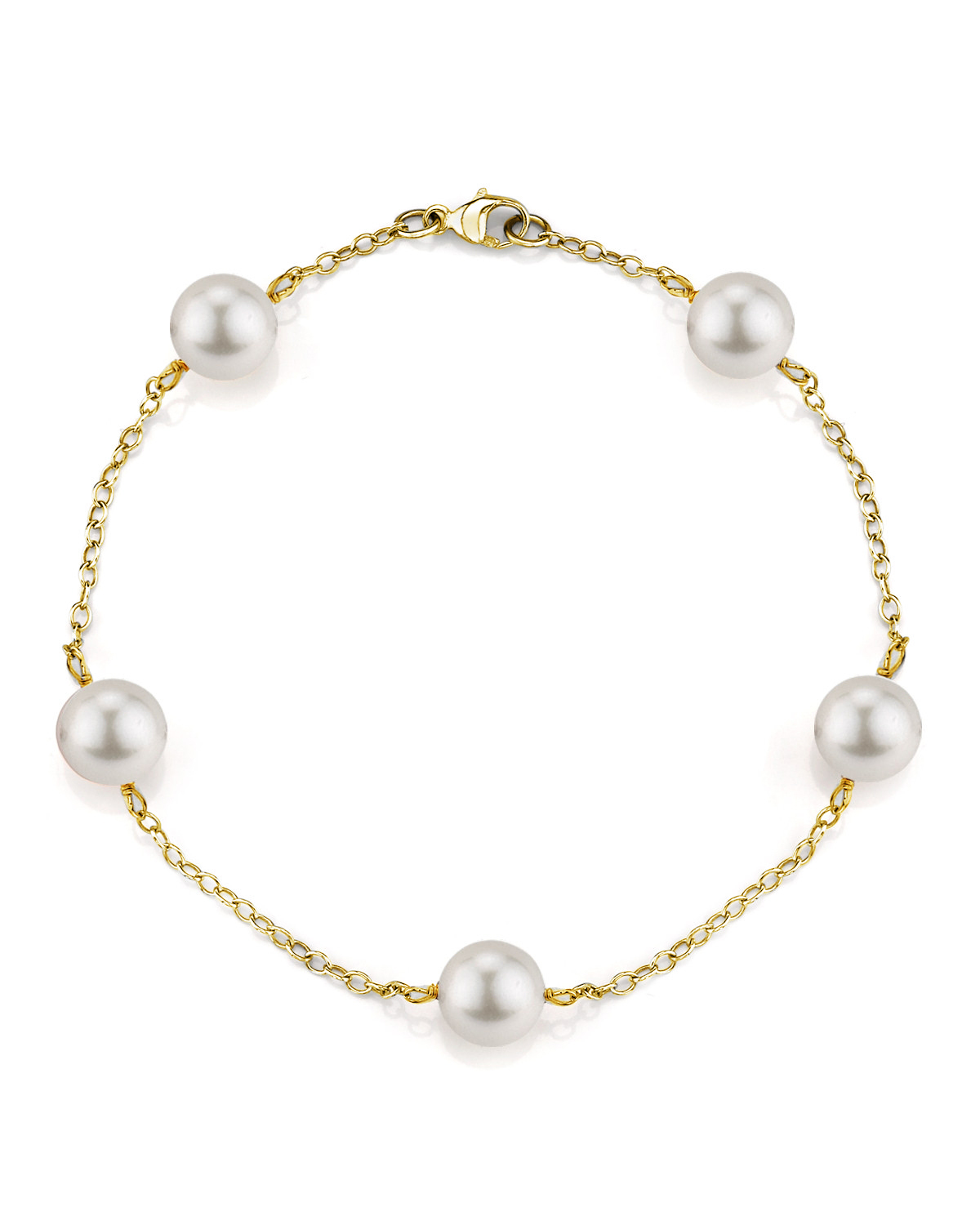 14K Gold Japanese Akoya White Pearl Tincup Bracelet