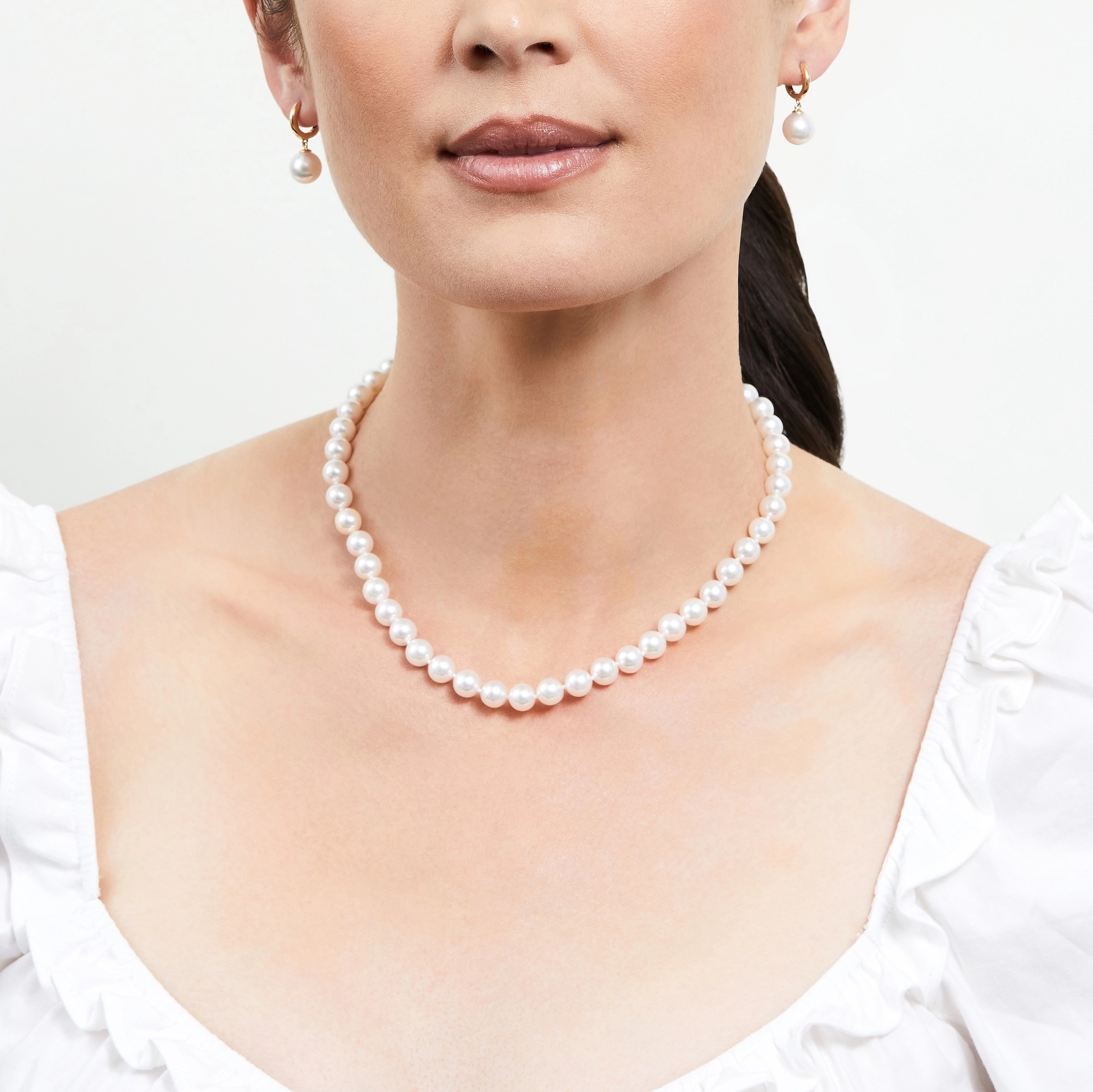 7.5-8.0mm Hanadama Pearl Necklace and Earring Set