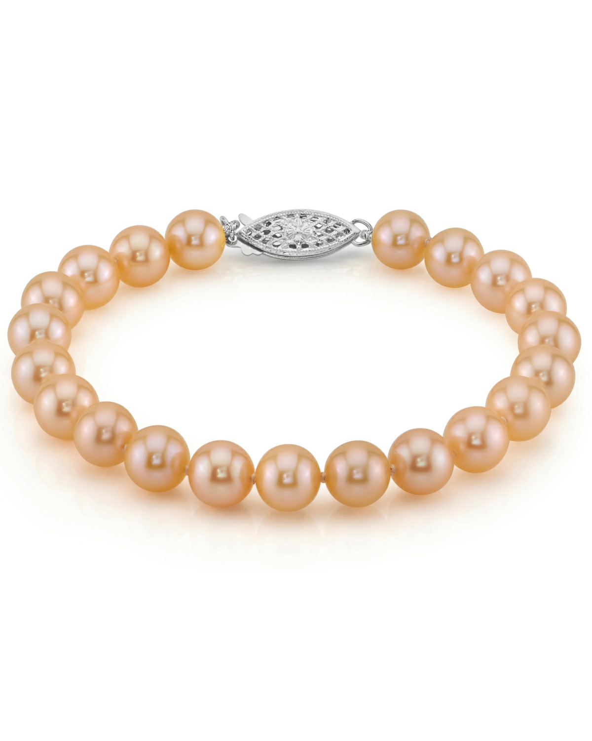 7.0-7.5mm Peach Freshwater Pearl Bracelet - AAAA Quality