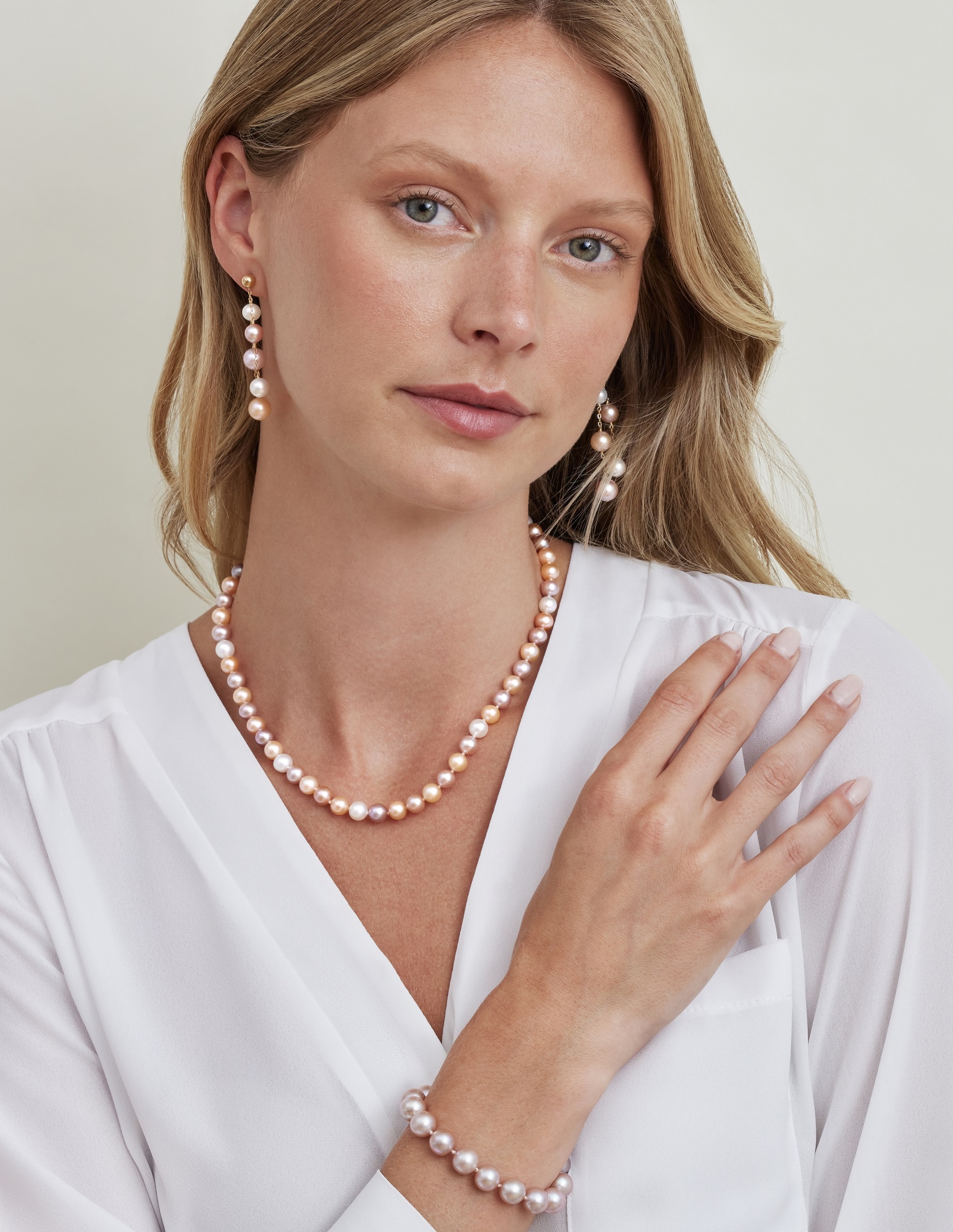 18" Freshwater Cultured Baroque Pearl Necklace – 7-8mm Multicolor, Yellow Gold Plated, Handmade