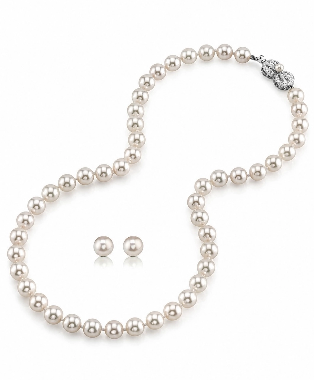 8.0-8.5mm Hanadama Pearl Necklace and Earring Set