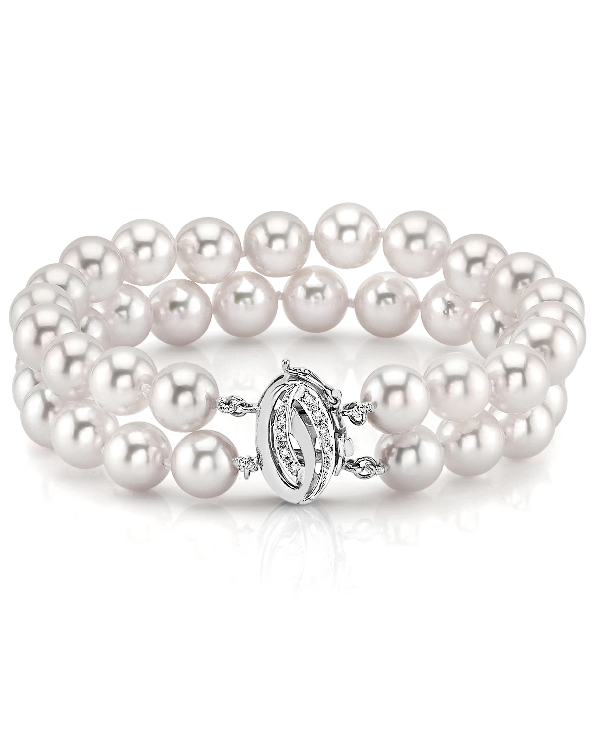 Japanese Large Akoya White Pearl Double Bracelet