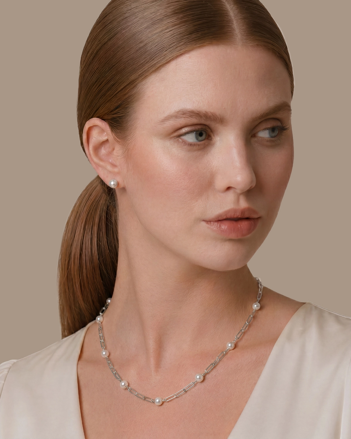 14K Gold 8.5-9.0mm Japanese Akoya Pearl & Chain Link Necklace
