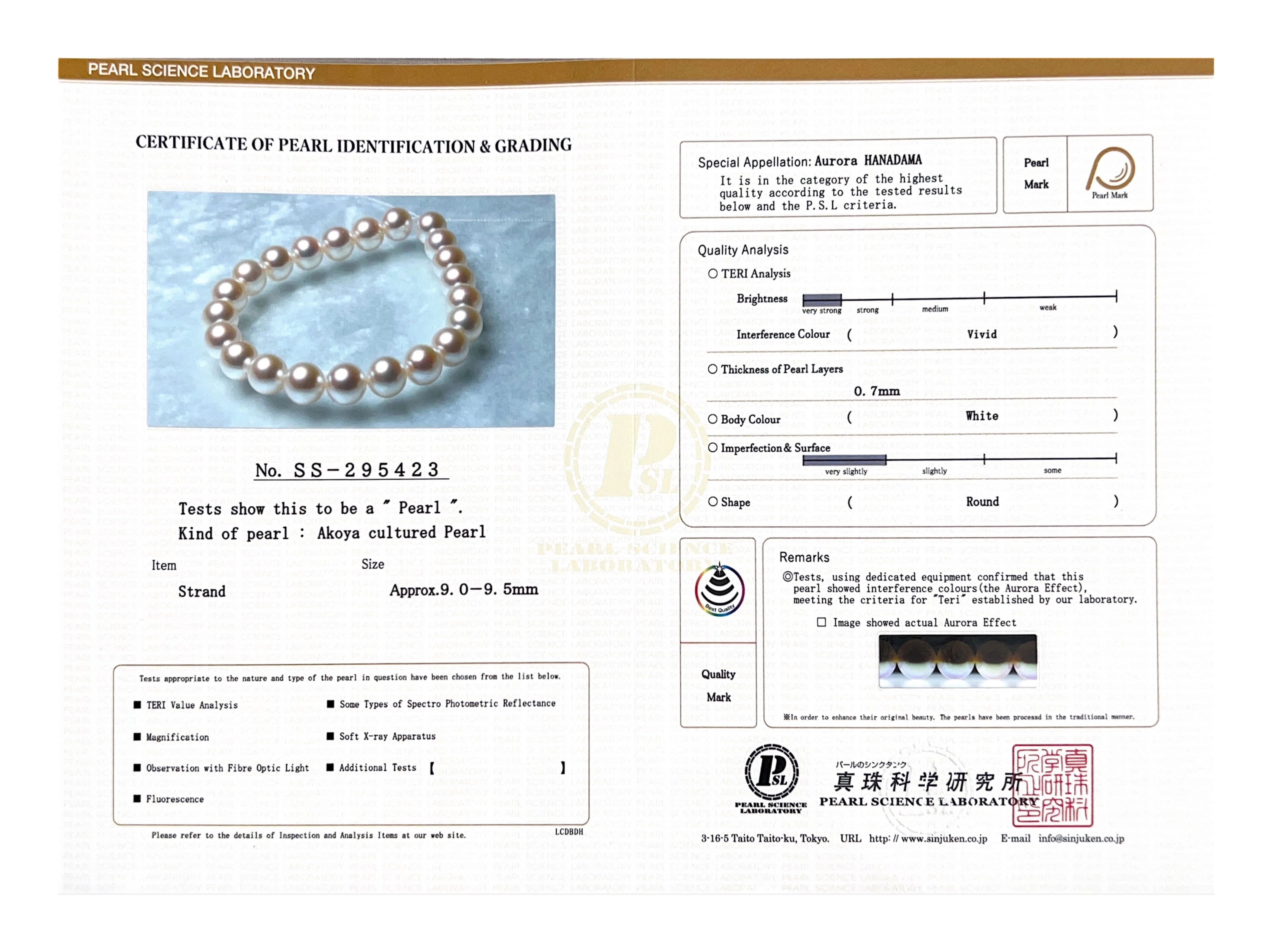 9.0-9.5mm Hanadama Akoya White Pearl Bracelet