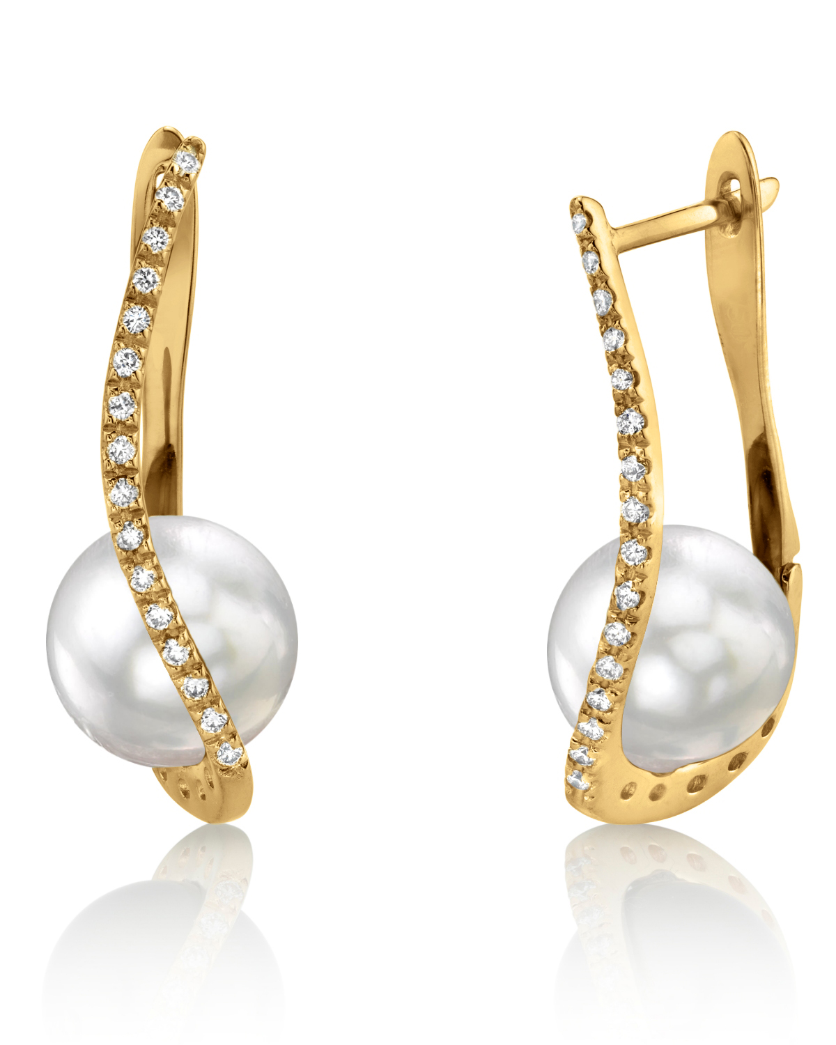 White South Sea Pearl & Diamond Eliza Earrings
