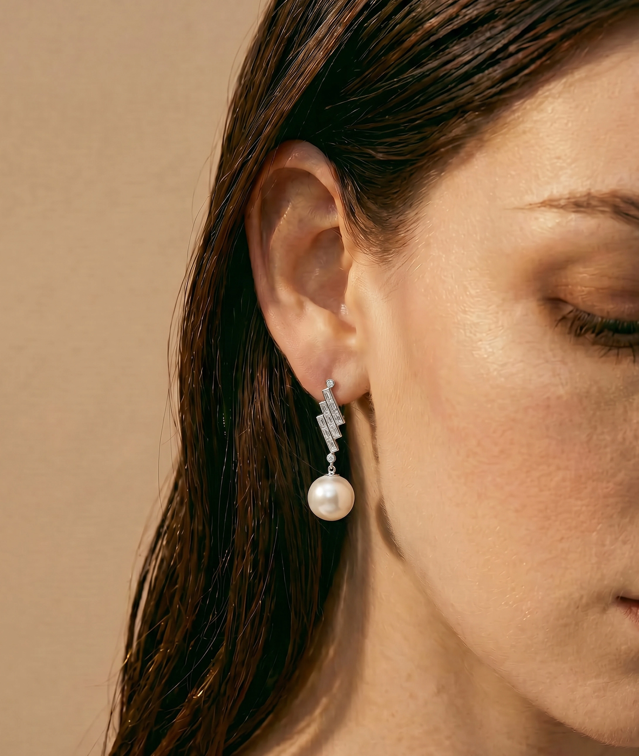 South Sea Pearl & Diamond Bowie Earrings