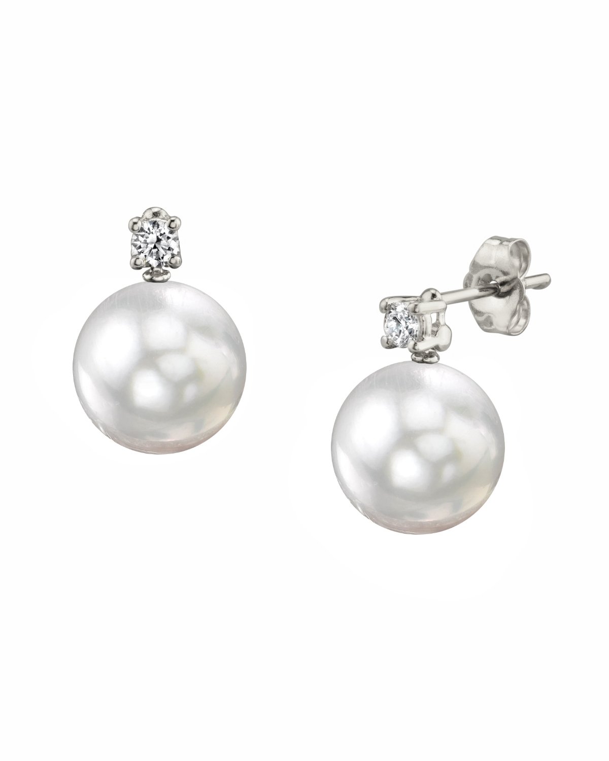 White South Sea Pearl & Diamond Dahlia Earrings - Pure Pearls