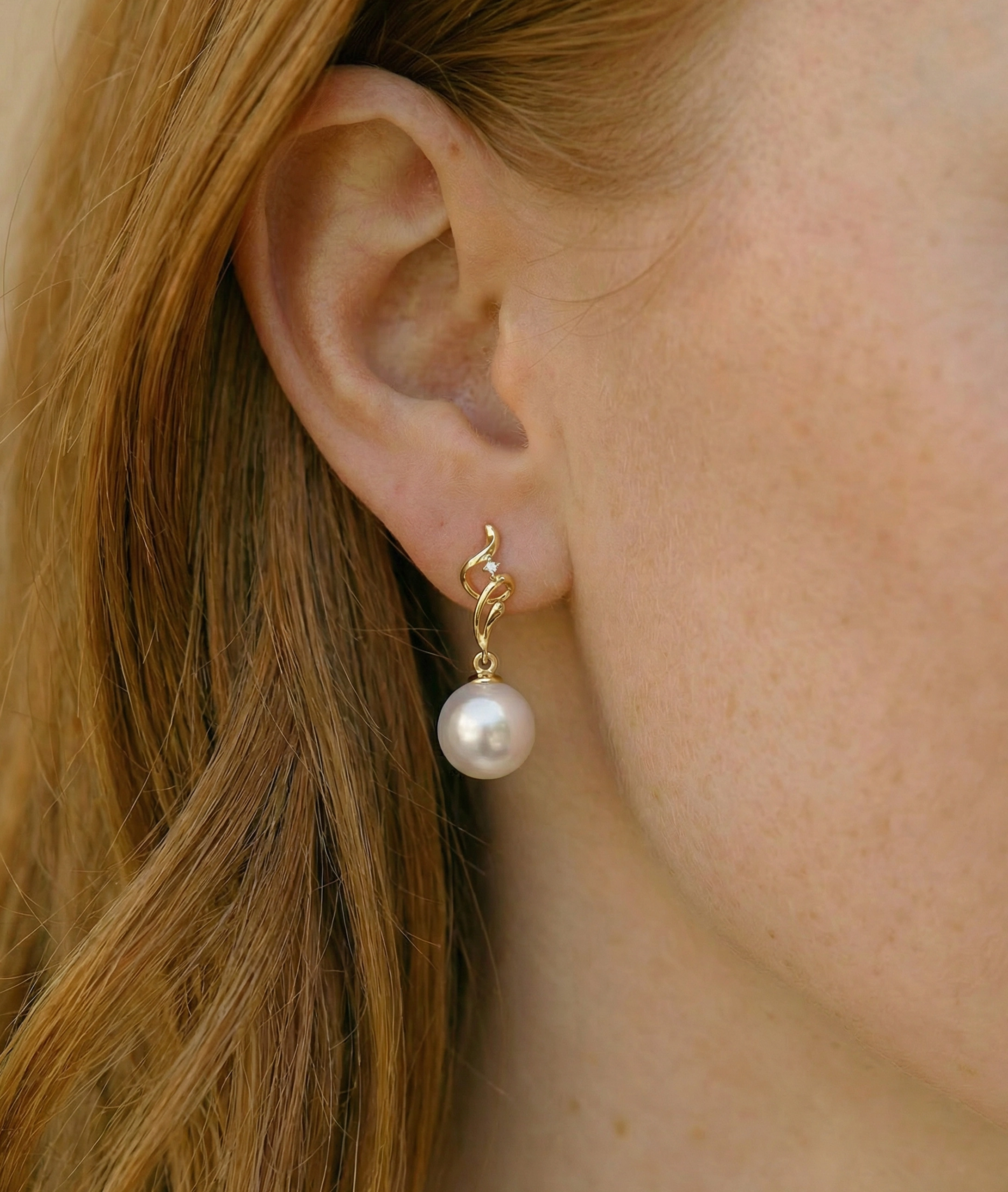 White Akoya Pearl & Diamond Aria Earrings