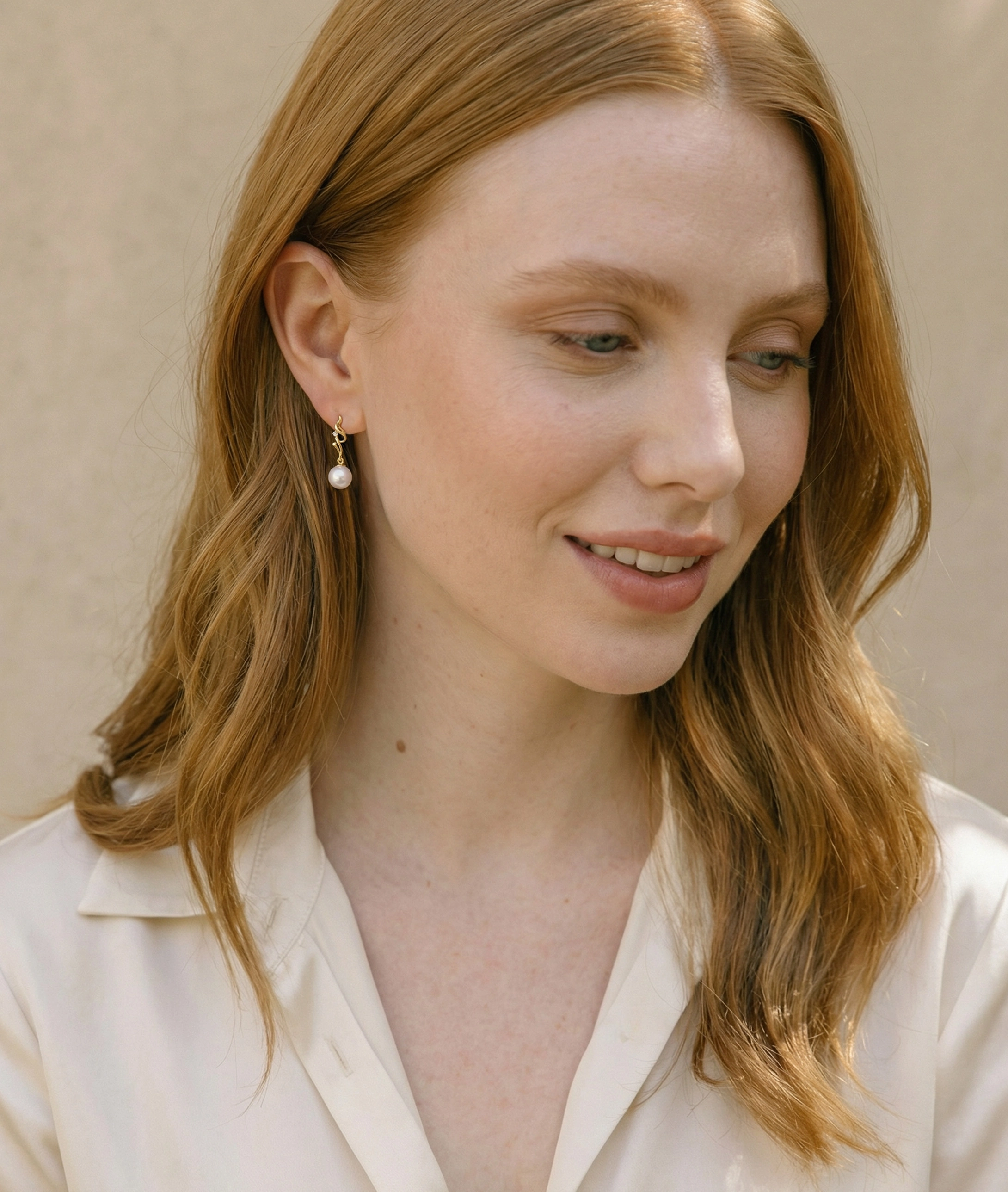 White Akoya Pearl & Diamond Aria Earrings