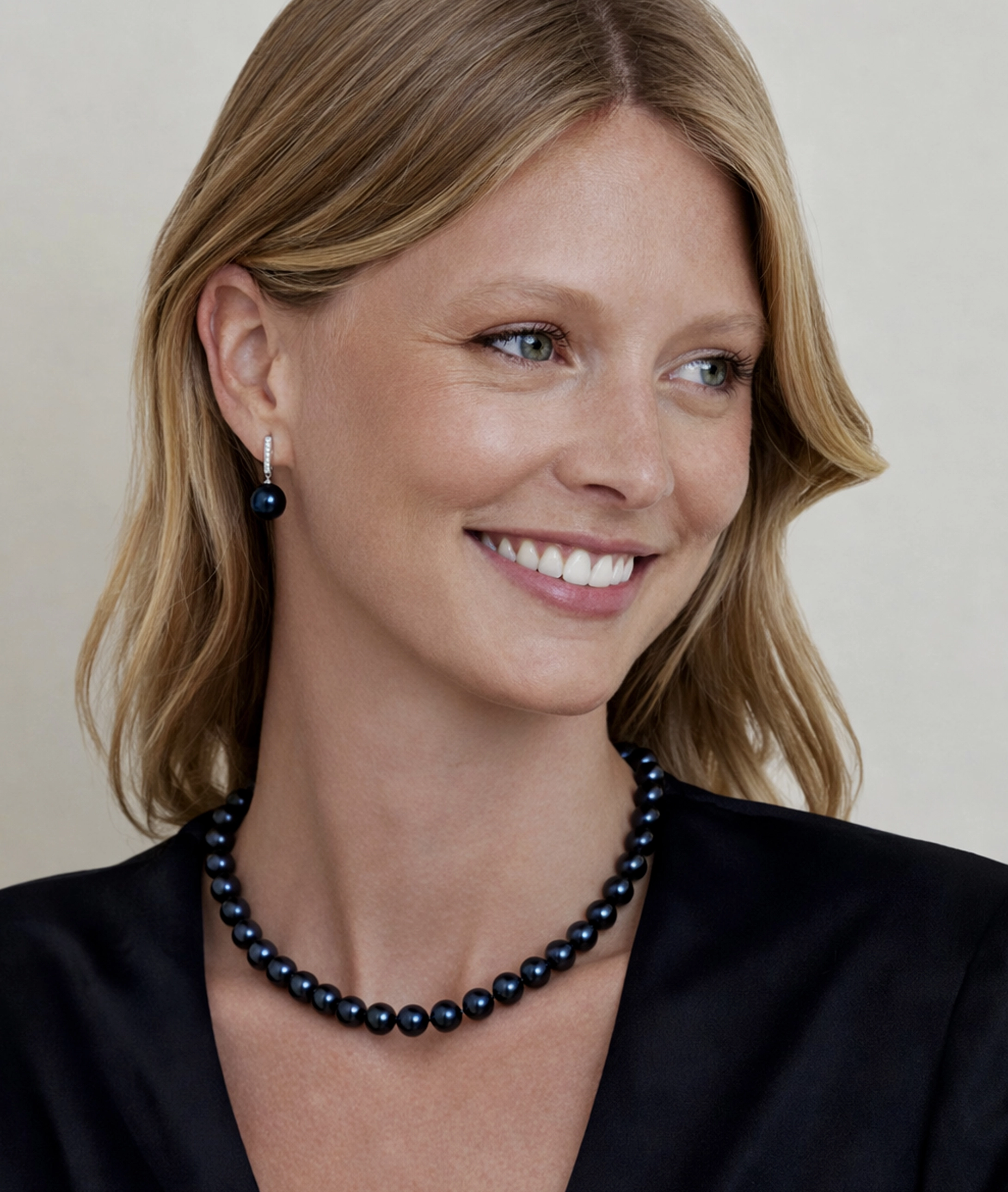 Black Akoya Pearl Dangling Diamond Earrings