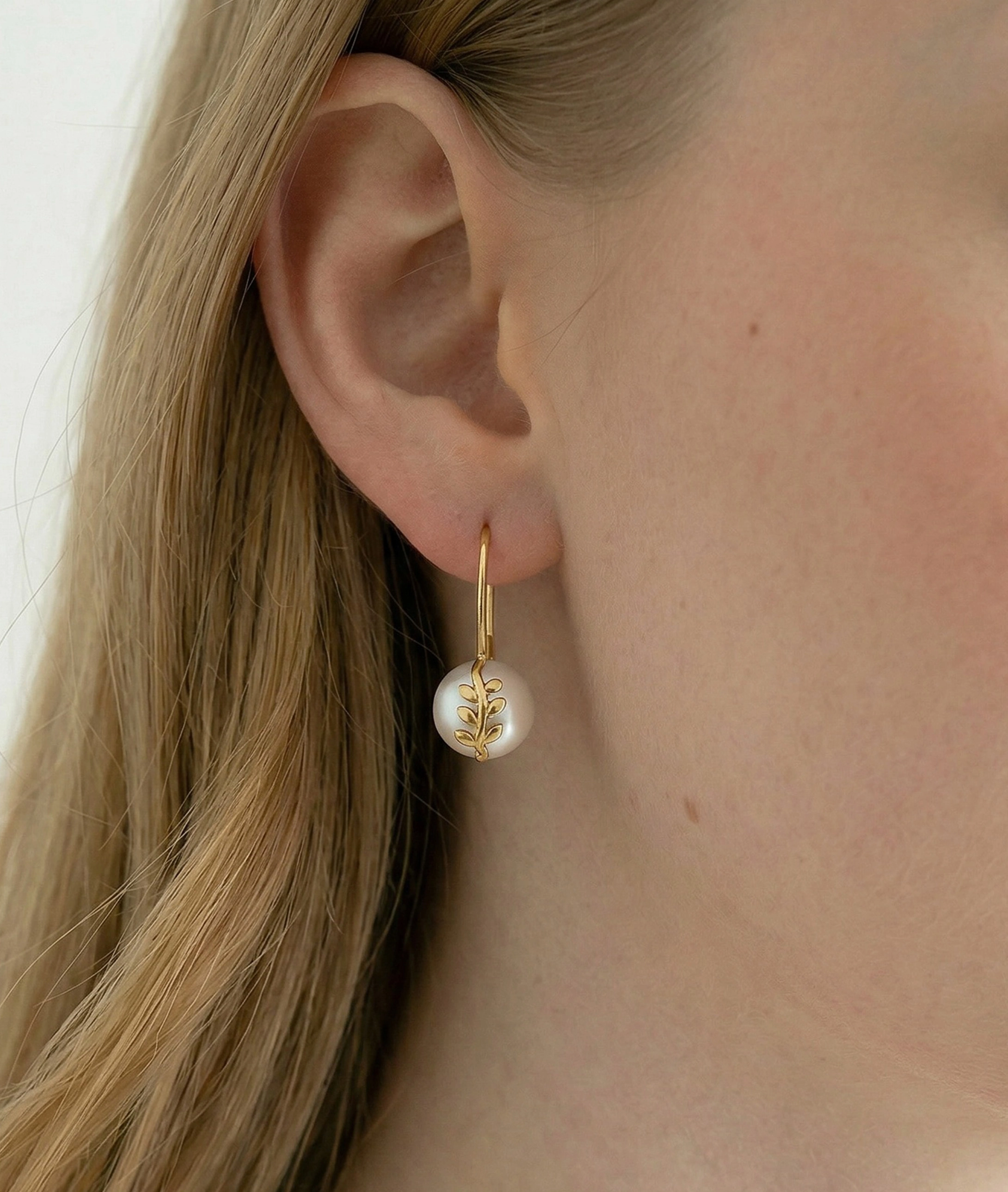Akoya Pearl Jayne Leaf Earrings
