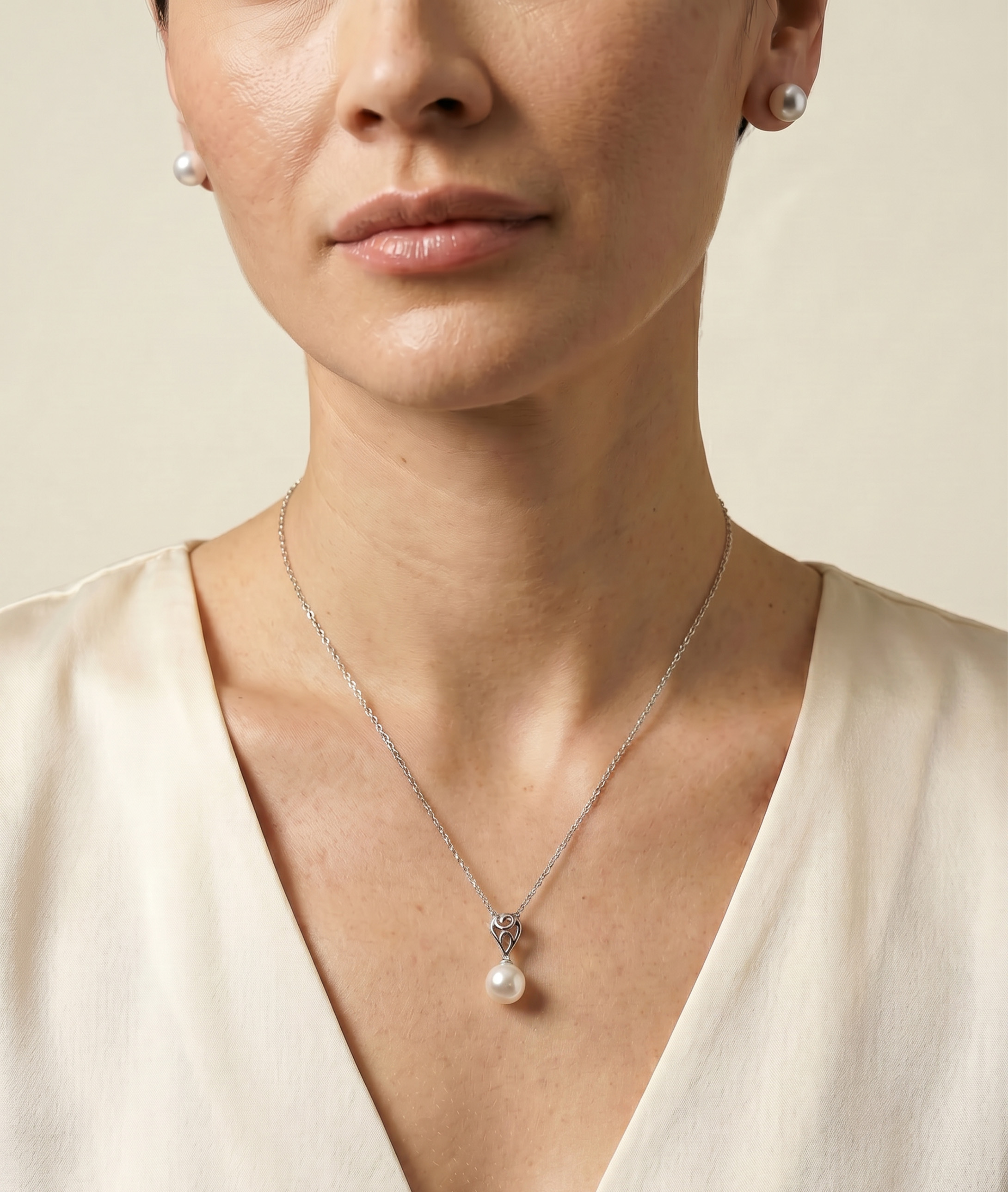 Akoya Pearl Andrea Pendant - Model Image