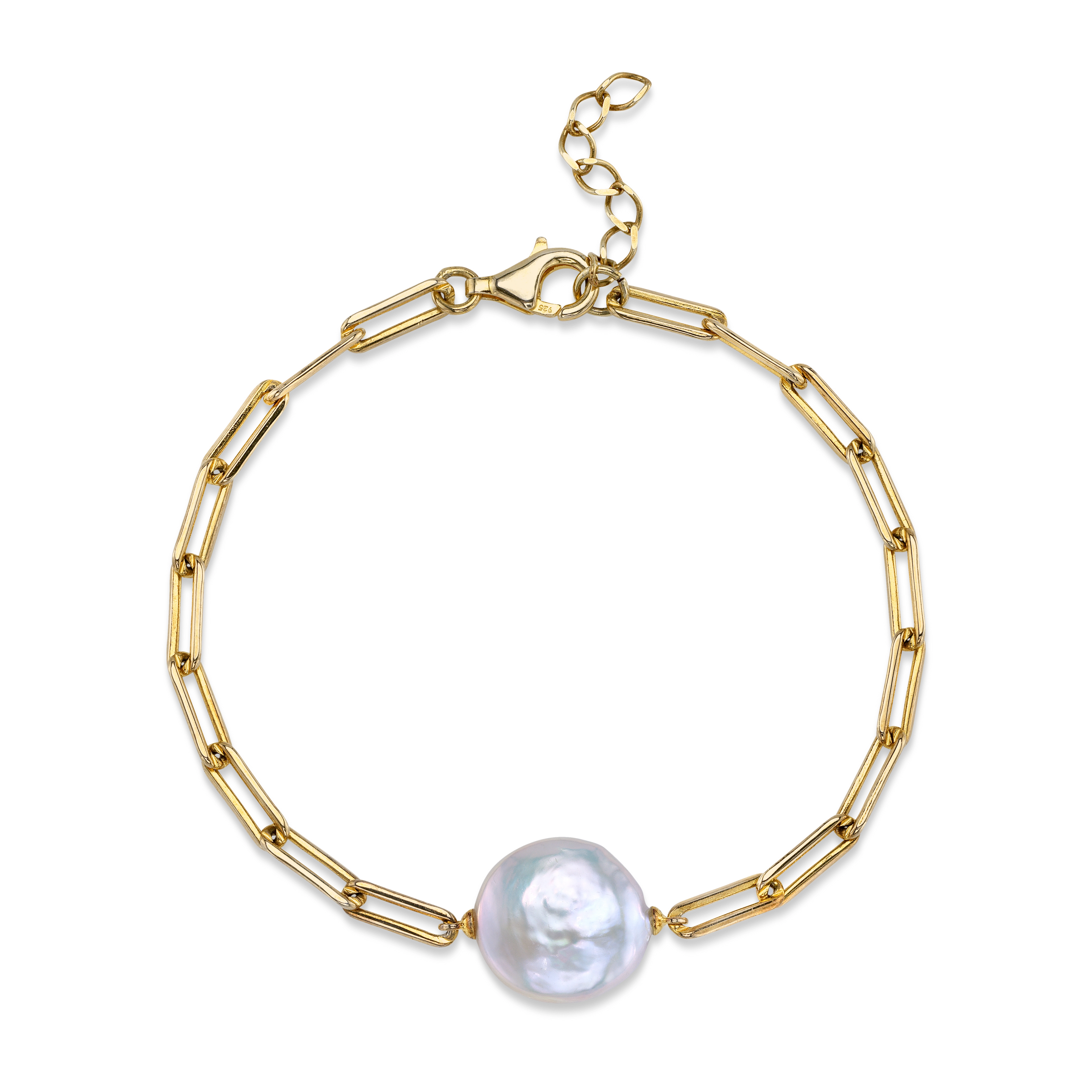 White Freshwater Baroque Pearl Tincup Bailey Bracelet