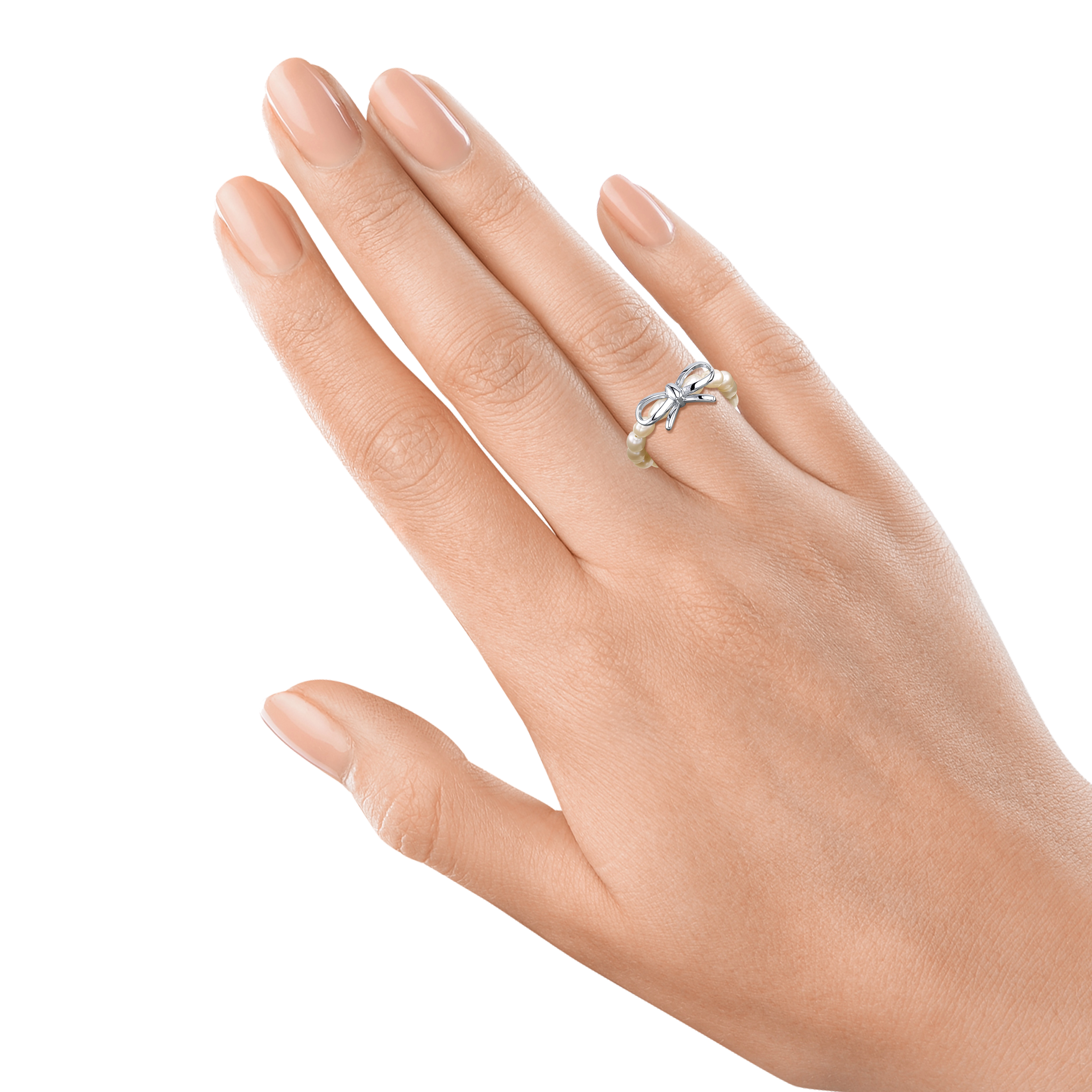 White Freshwater Pearl Sterling Silver Anabelle Adjustable Ring