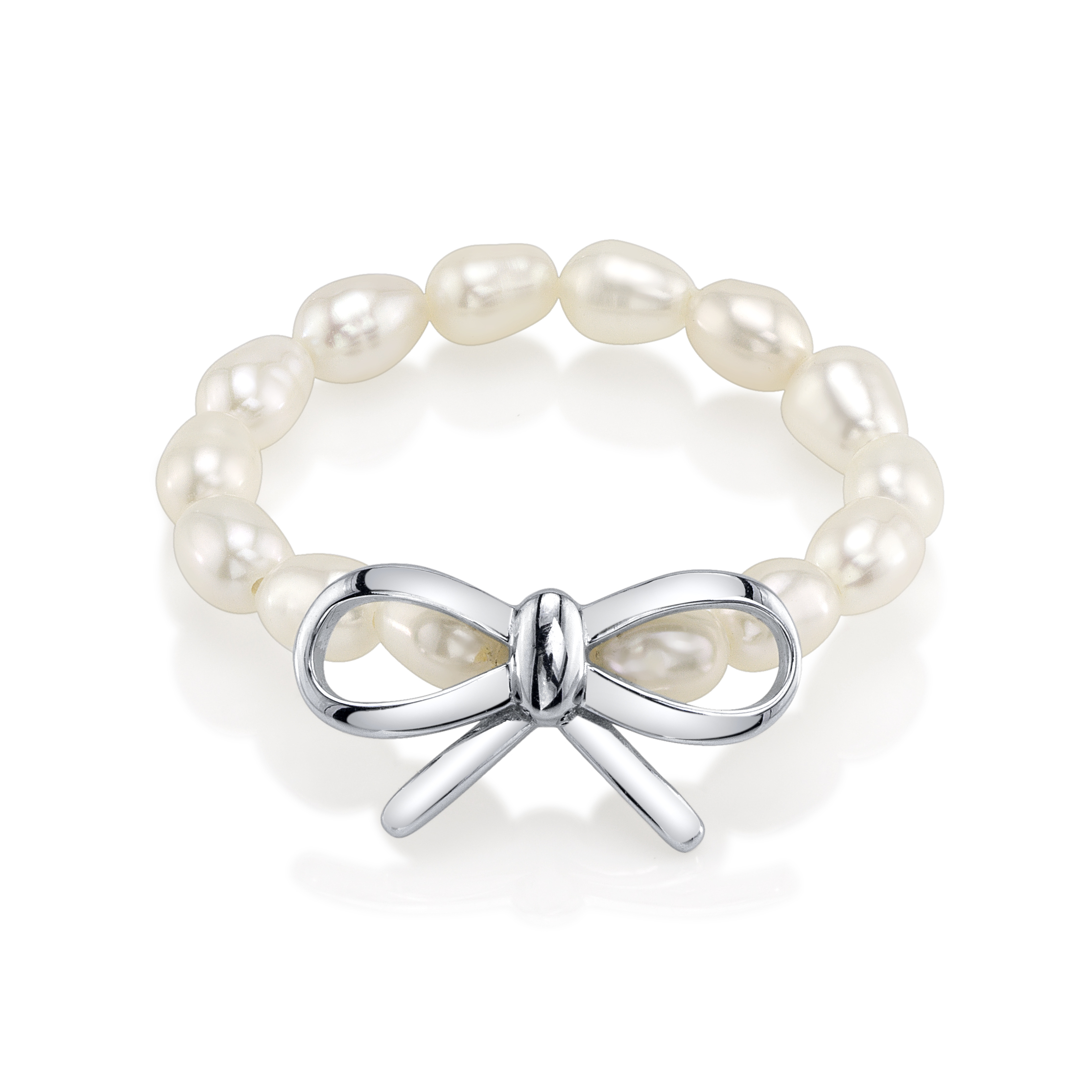 White Freshwater Pearl Sterling Silver Anabelle Adjustable Ring