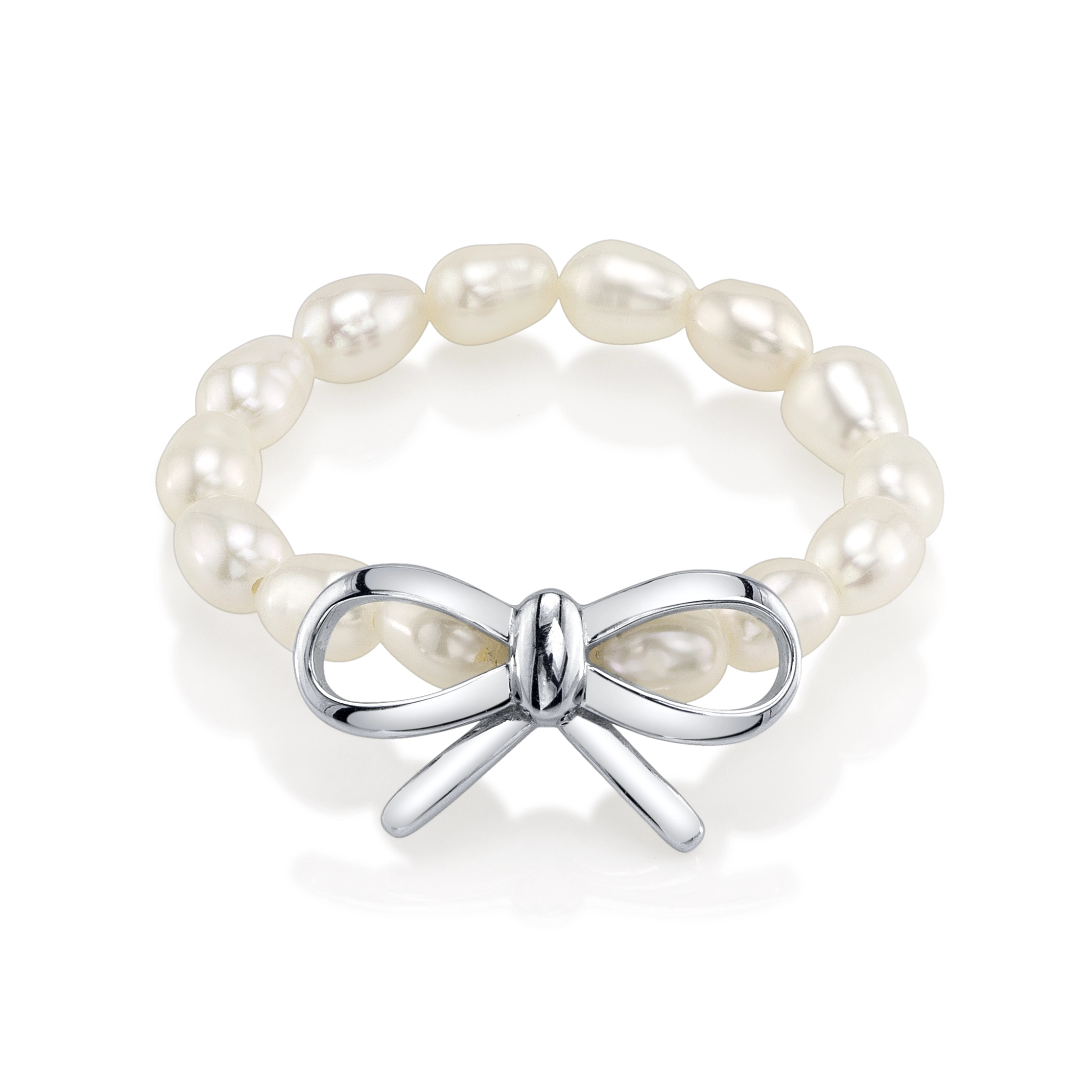 White Freshwater Pearl Sterling Silver Anabelle Adjustable Ring