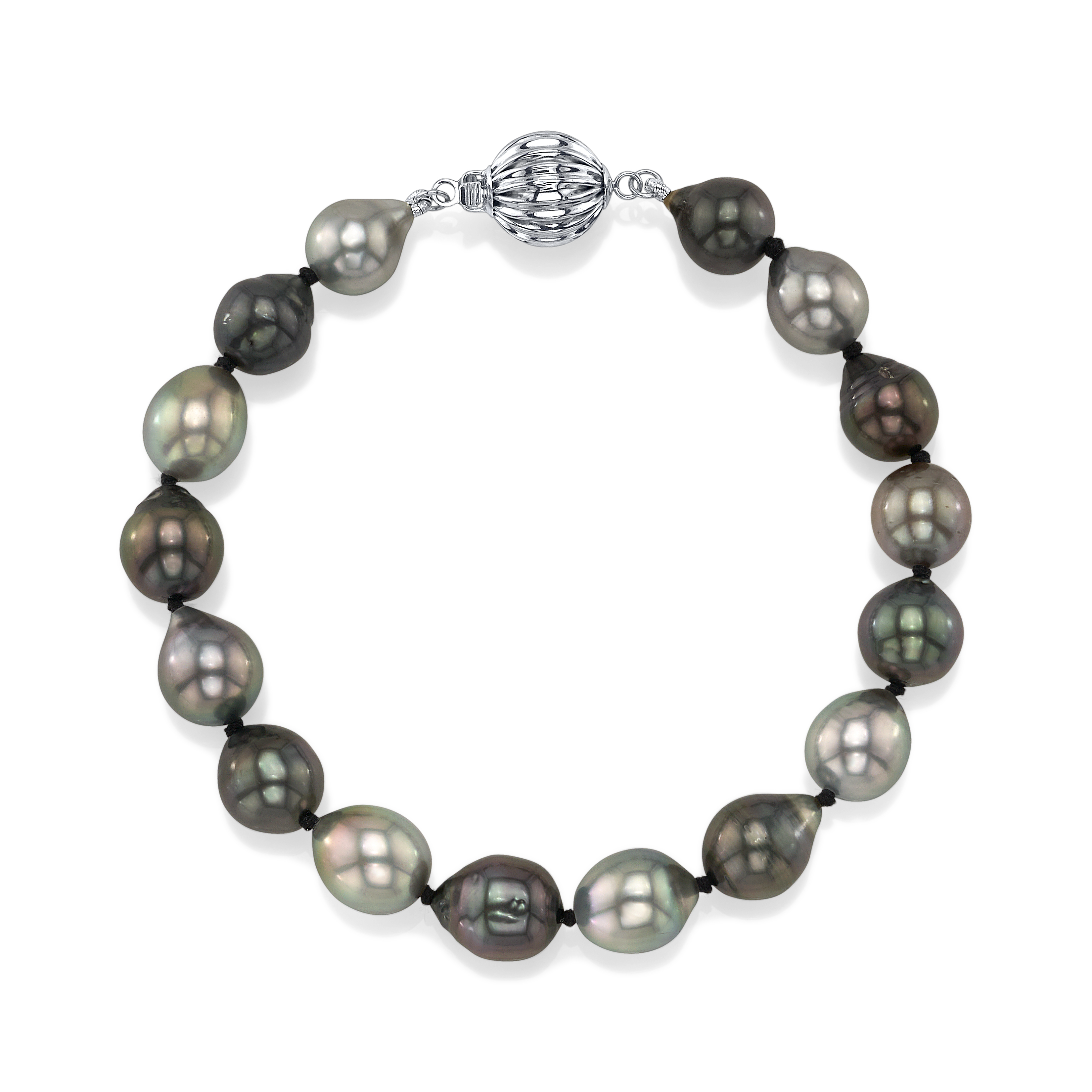 8-9mm Tahitian South Sea Multicolor Drop-Shape Pearl Bracelet - AAAA Quality