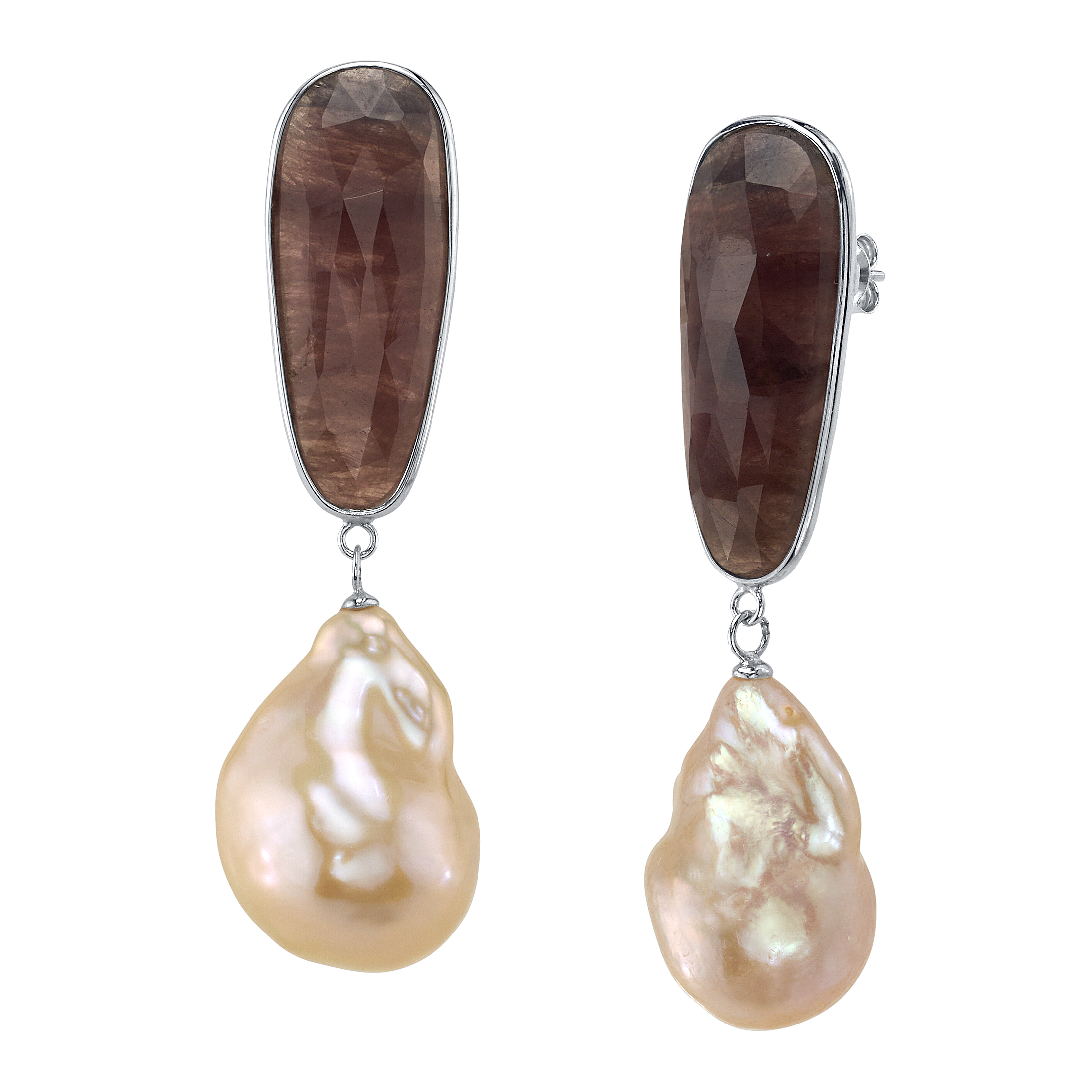 Peach Freshwater Baroque Pearl Katana Earrings