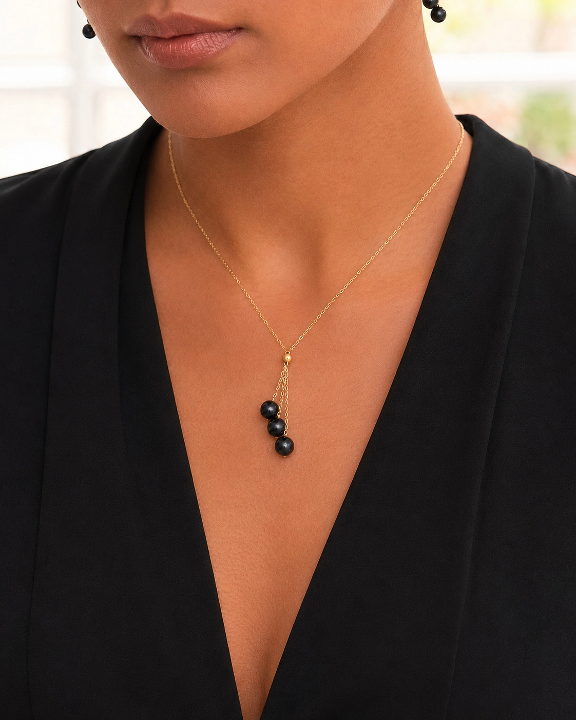 14K Gold Tahitian Pearl Tincup Cluster Pendant