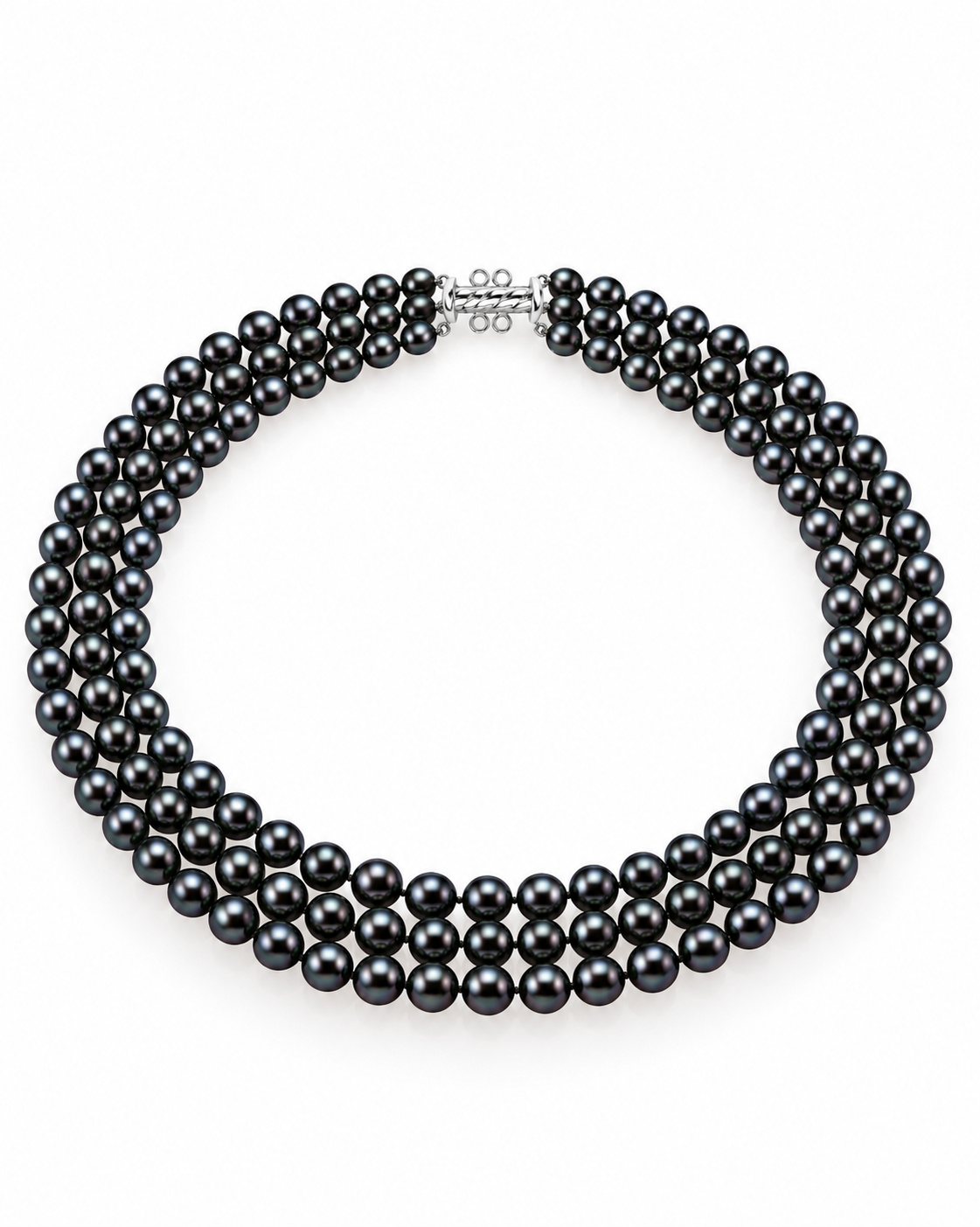 Triple Strand Black Akoya Pearl Necklace