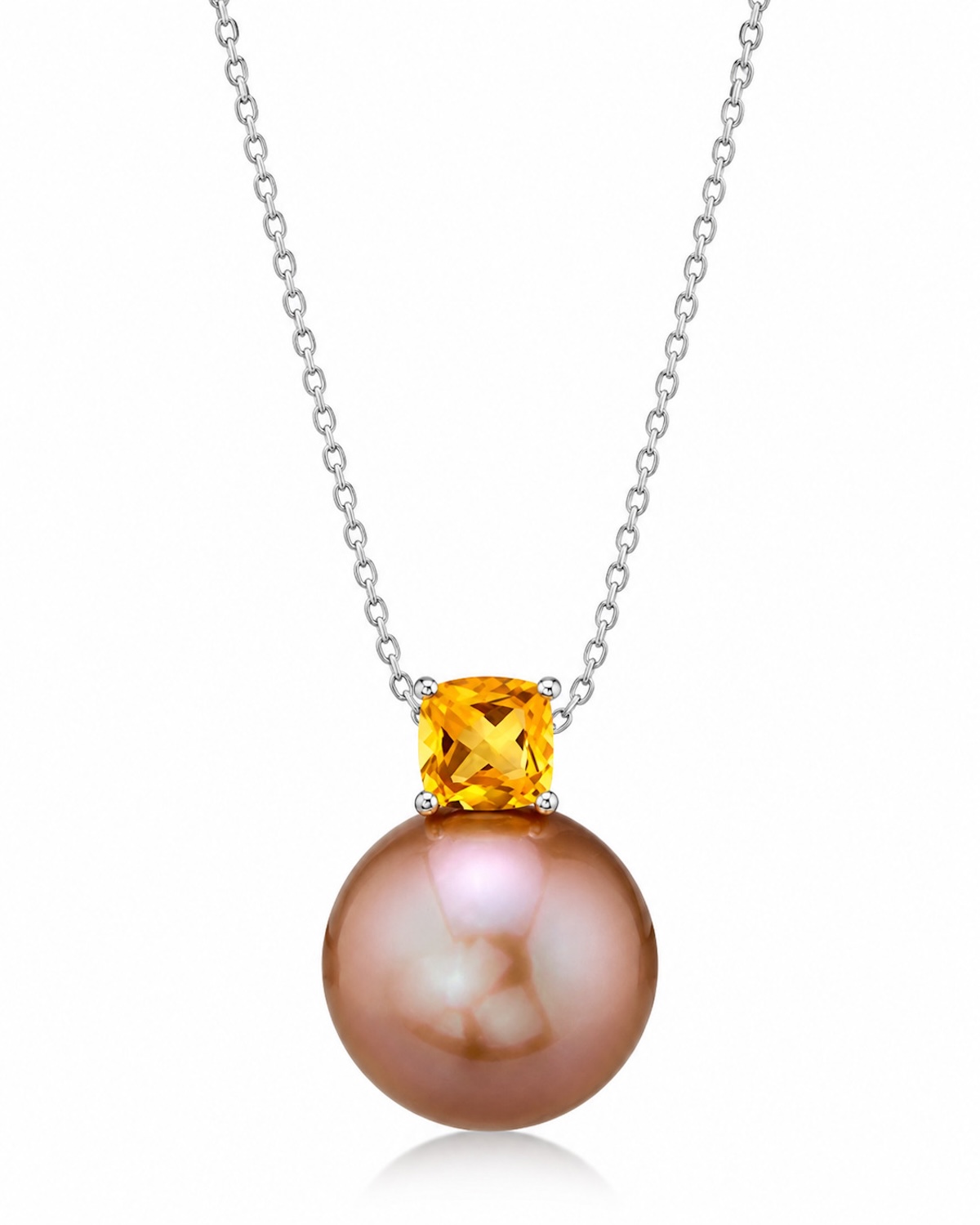 14K Gold Freshwater Pearl & Citrine Pendant