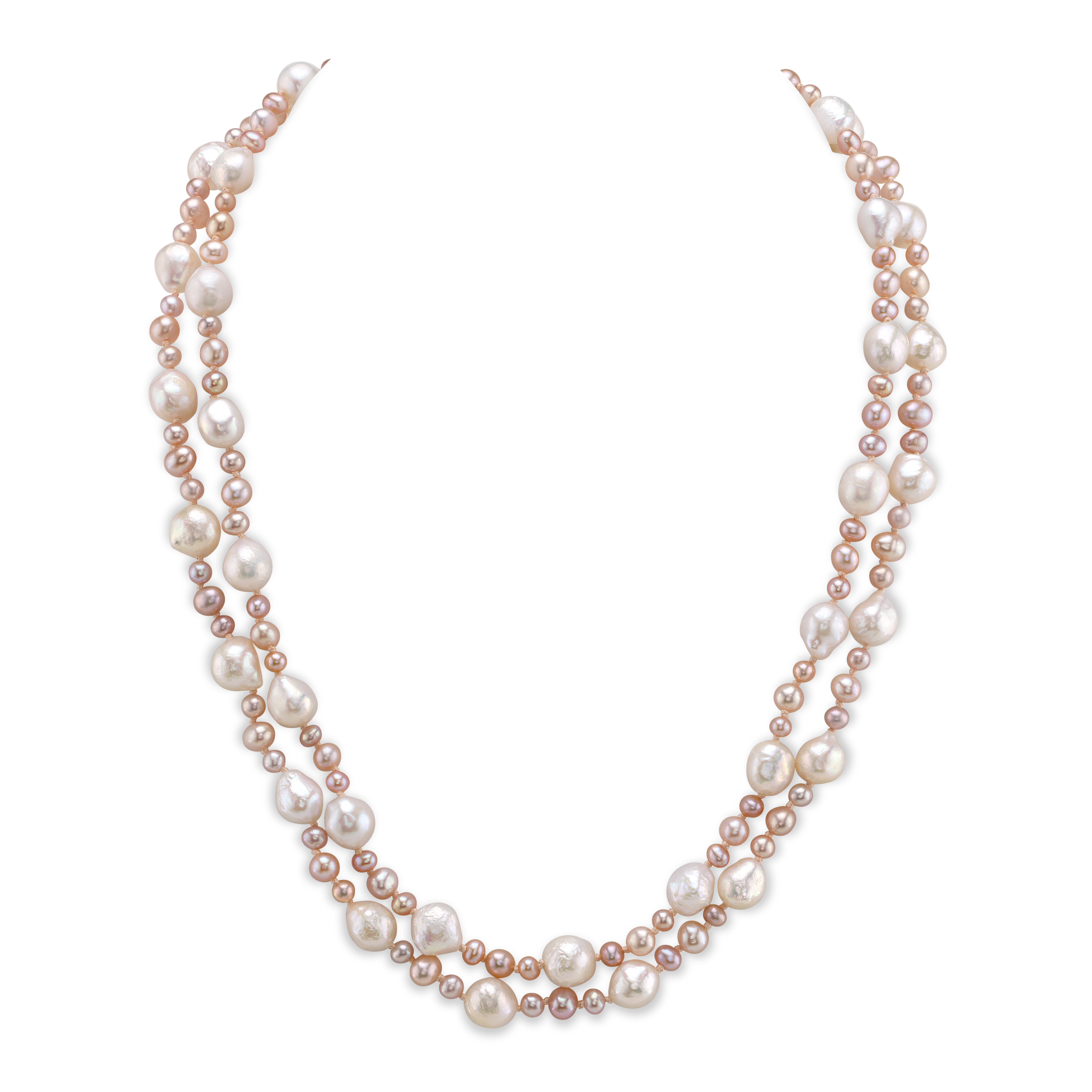3-8mm Freshwater Multicolor Double Pearl Necklace - AAA Quality