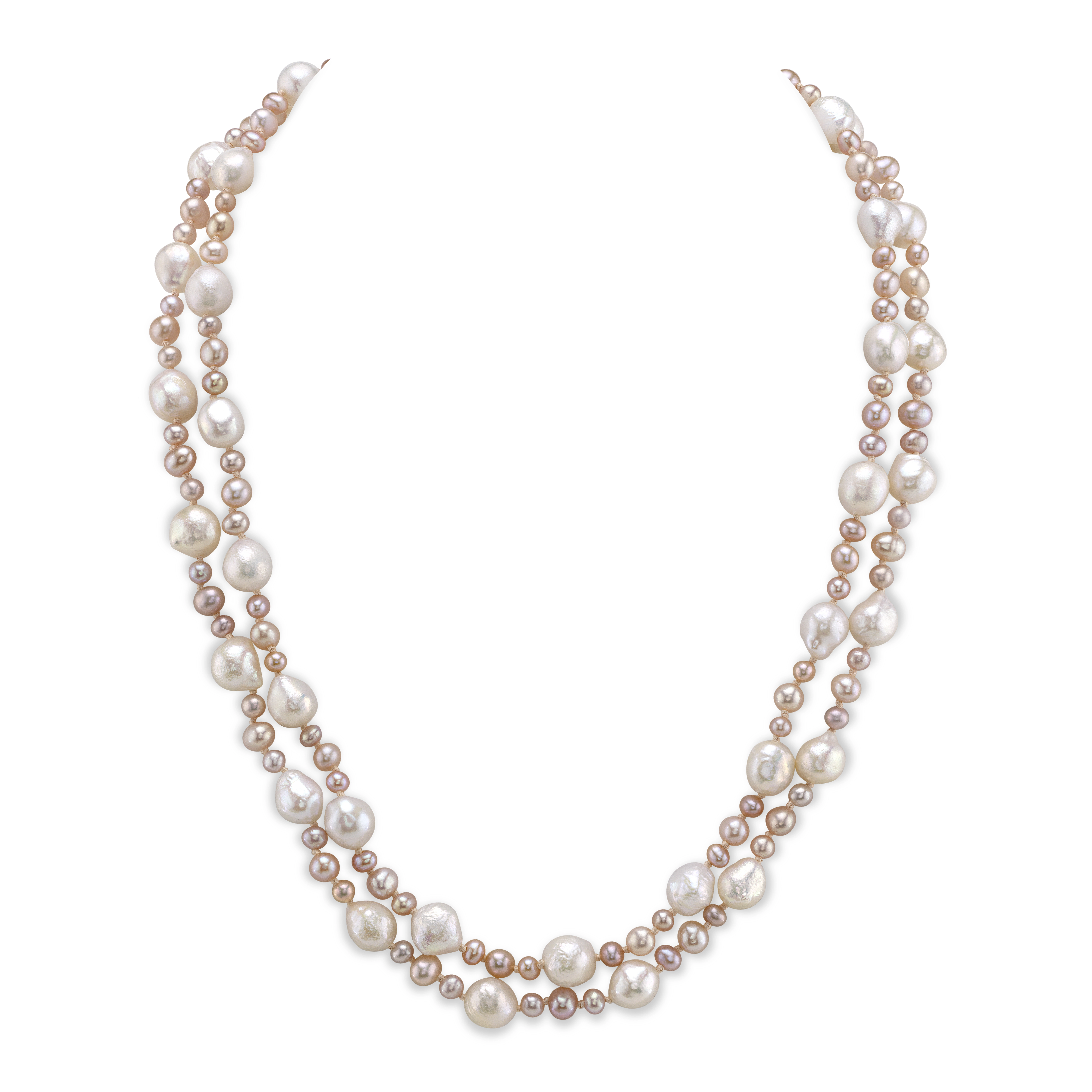 3-8mm Freshwater Multicolor Double Pearl Necklace - AAA Quality