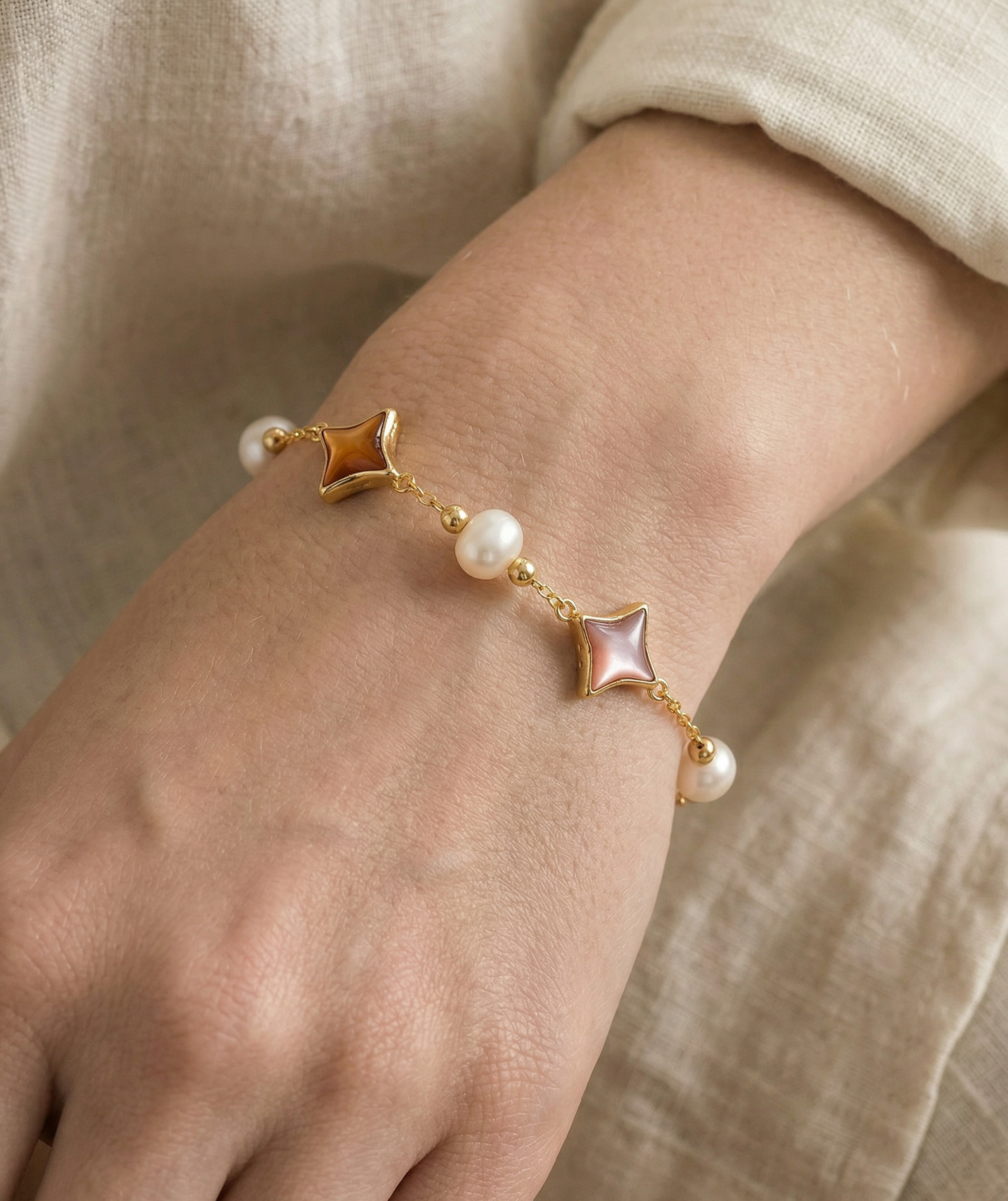 White Freshwater Pearl Anika Bracelet - Secondary Image