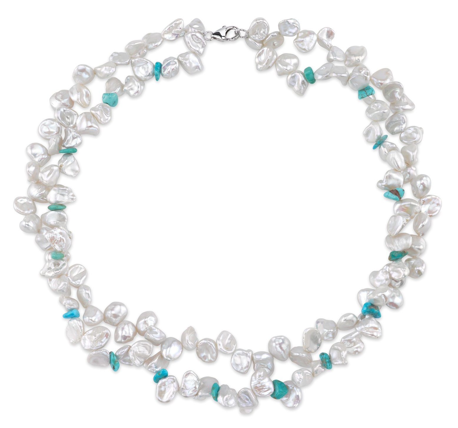 9-10mm Double Twisted White Freshwater Keshi Pearl Necklace
