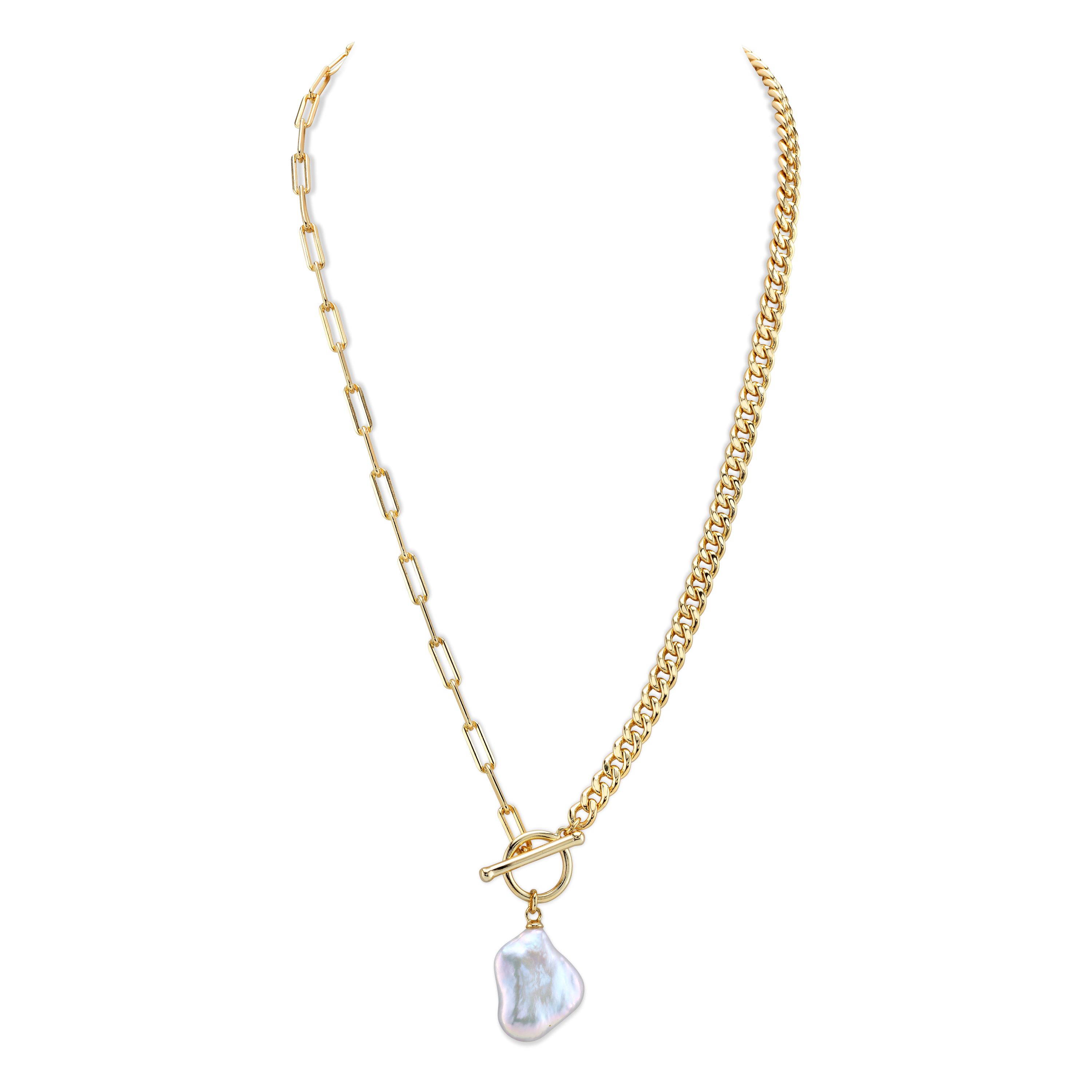 White Baroque Lenny Pearl Chain Necklace