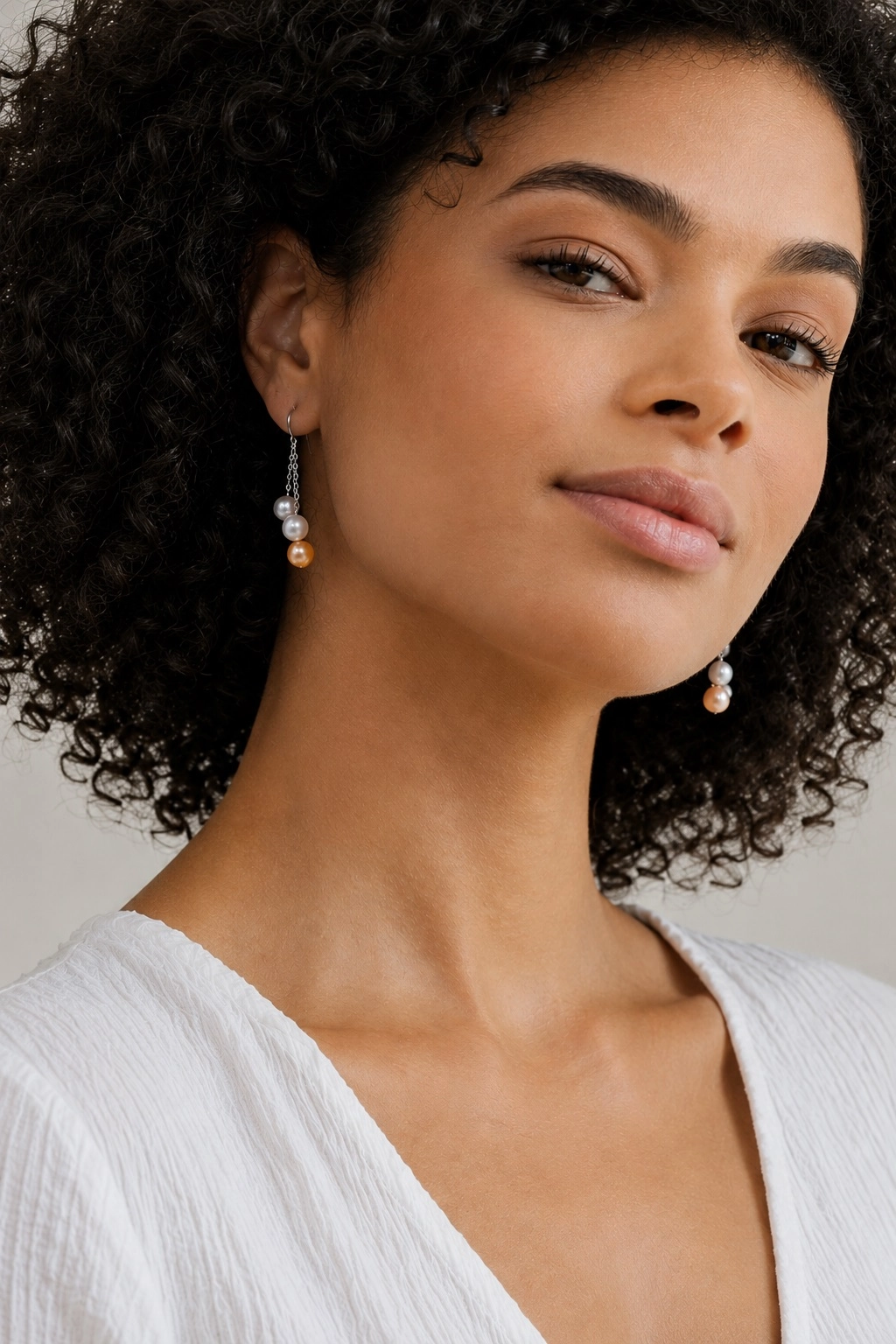 14K Gold Freshwater Multicolor Pearl Dangling Cluster Earrings