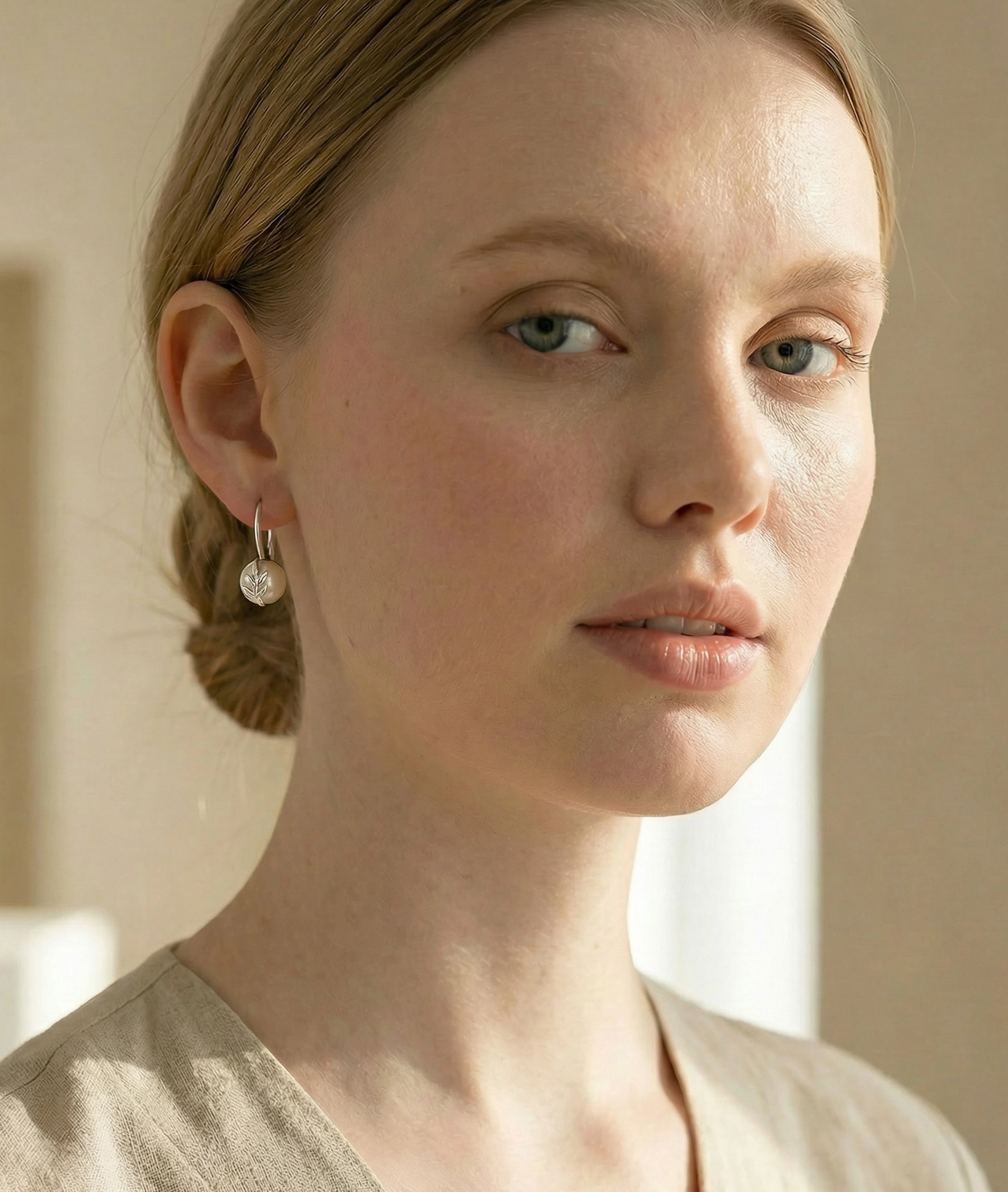 Freshwater Pearl Jayne Leaf Earrings